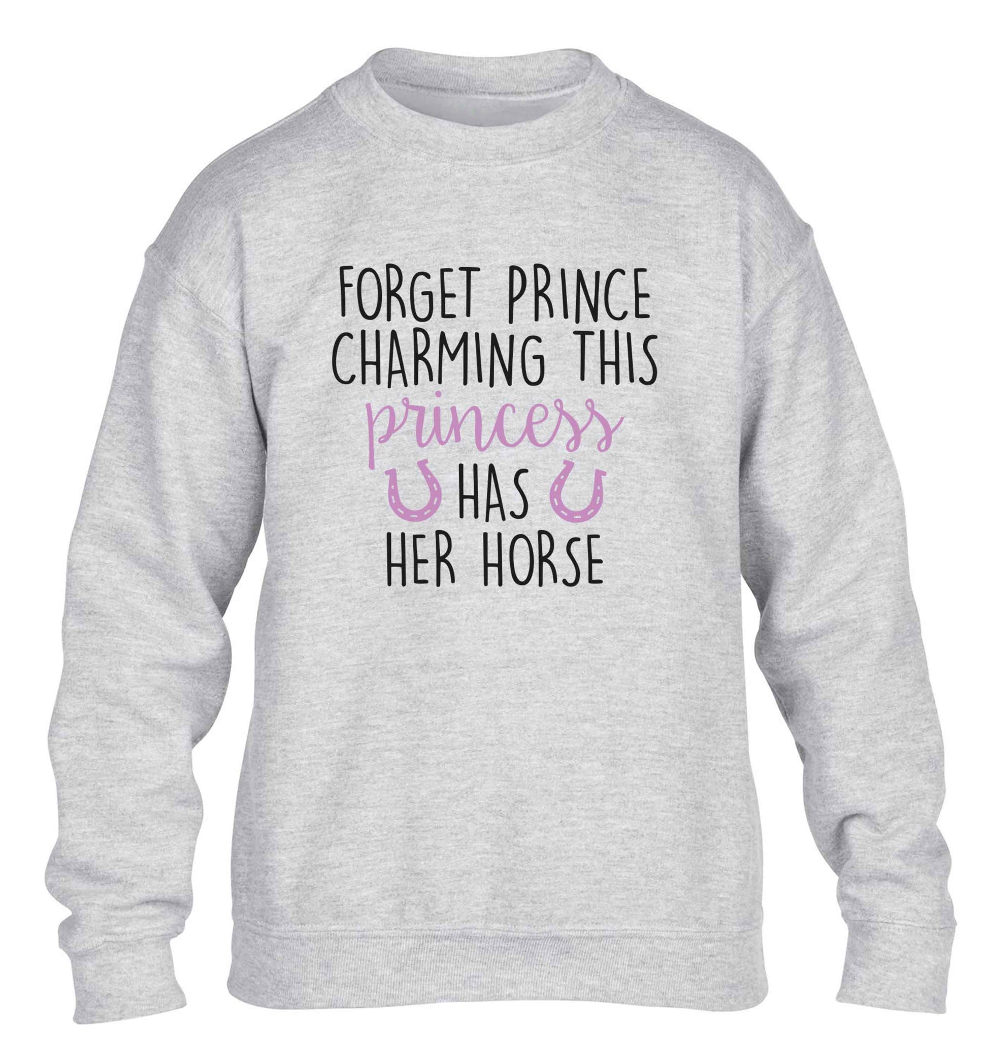 Forget prince charming this princess has her horse children's grey sweater 12-13 Years