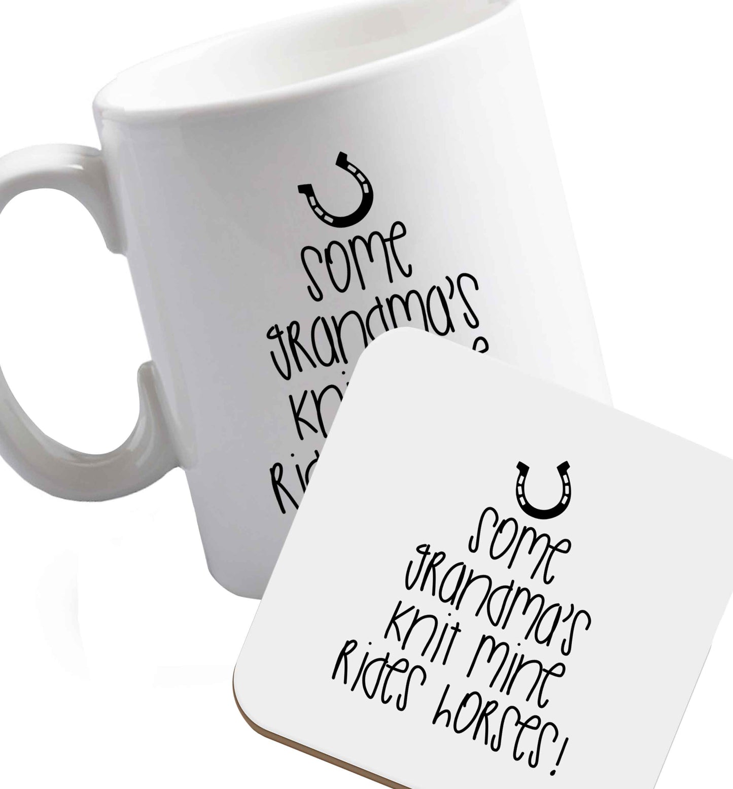 10 oz Favourite Type Pan Pancake ceramic mug and coaster set right handed