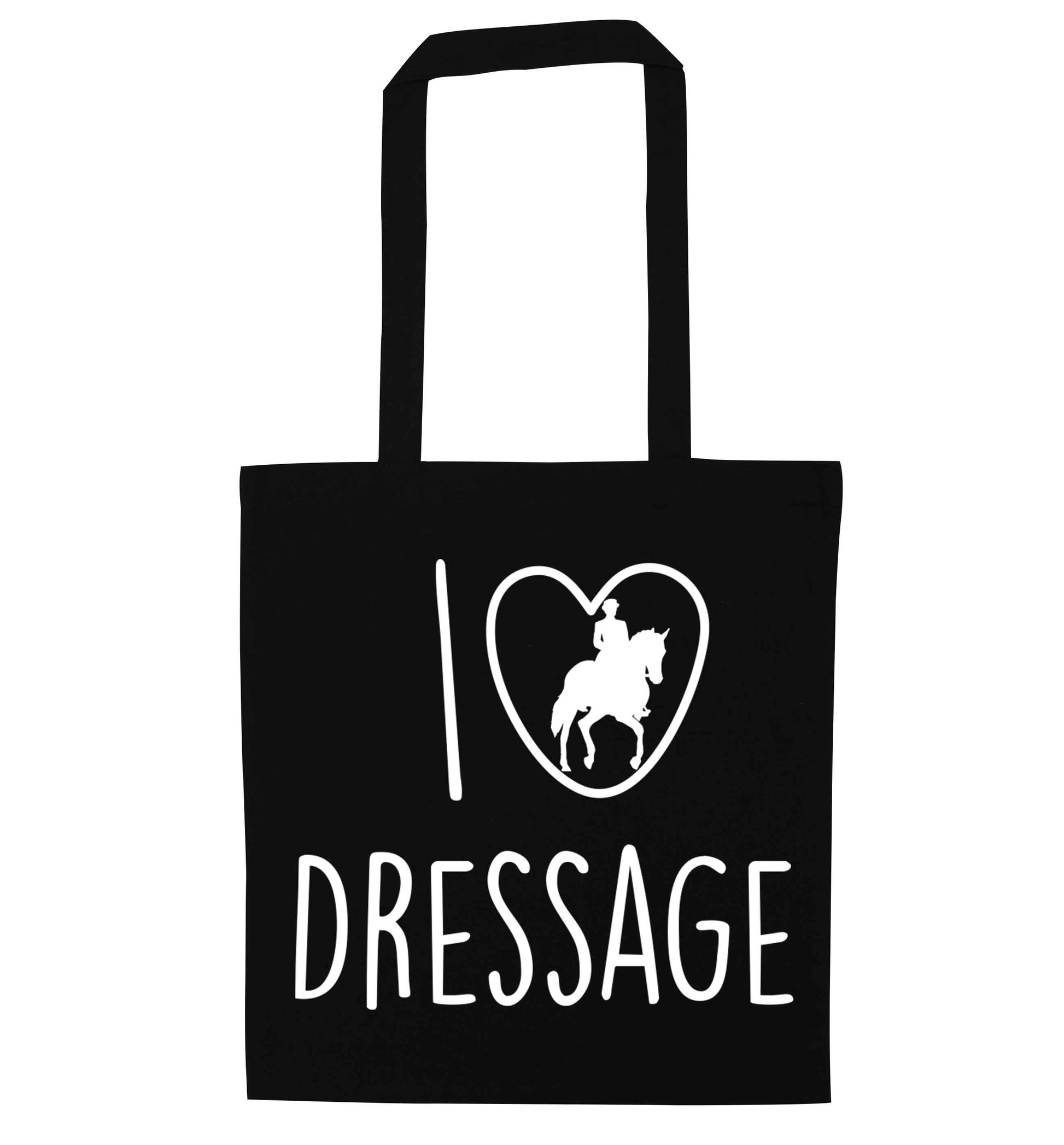 I love dressage black tote bag