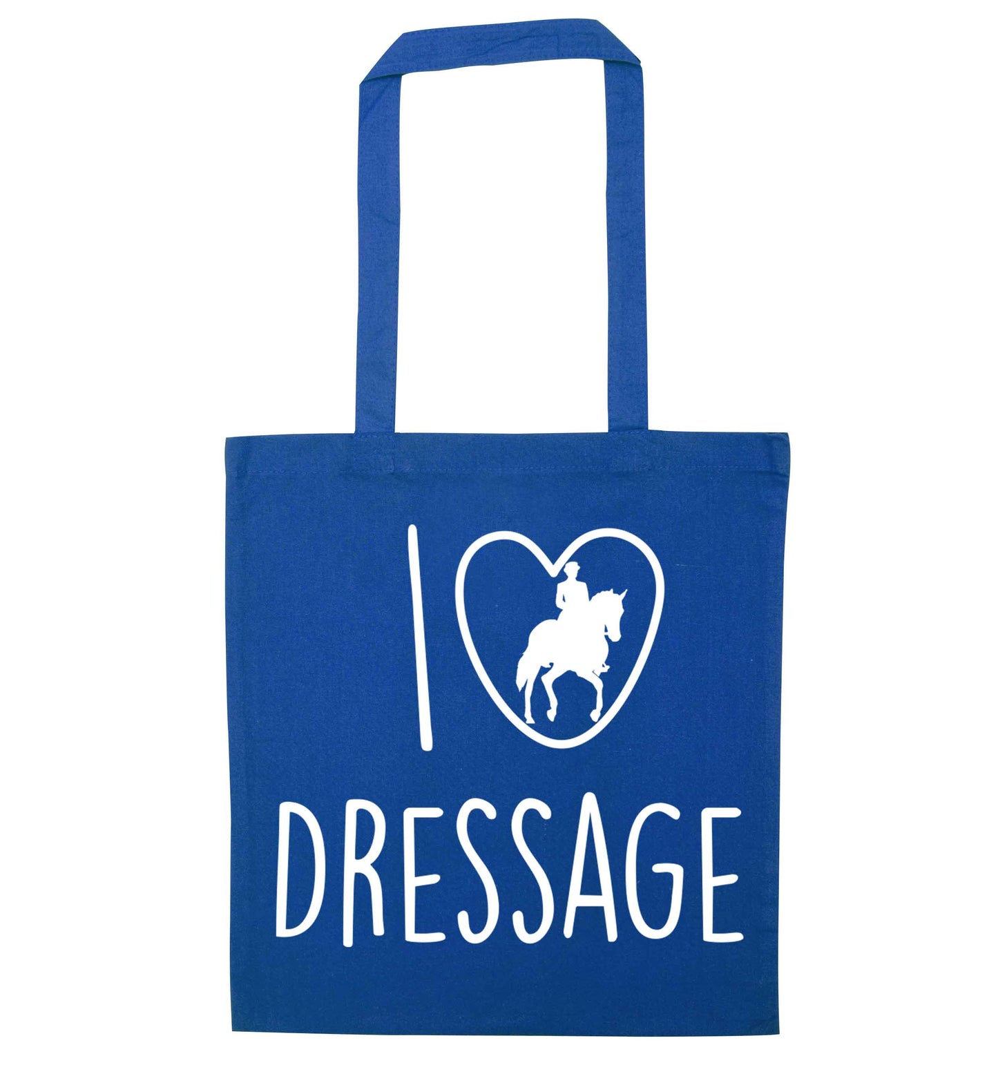 I love dressage blue tote bag