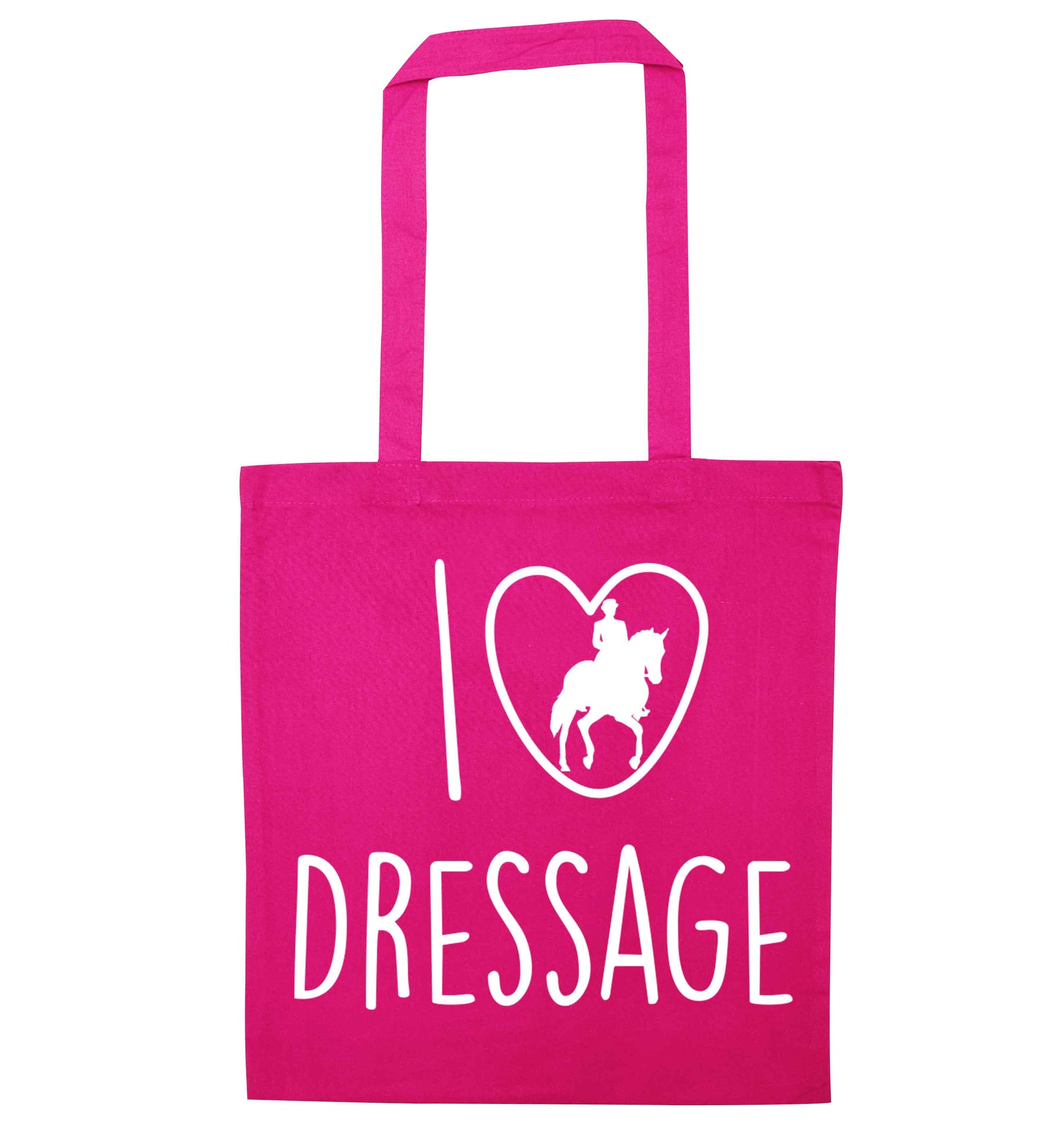 I love dressage pink tote bag