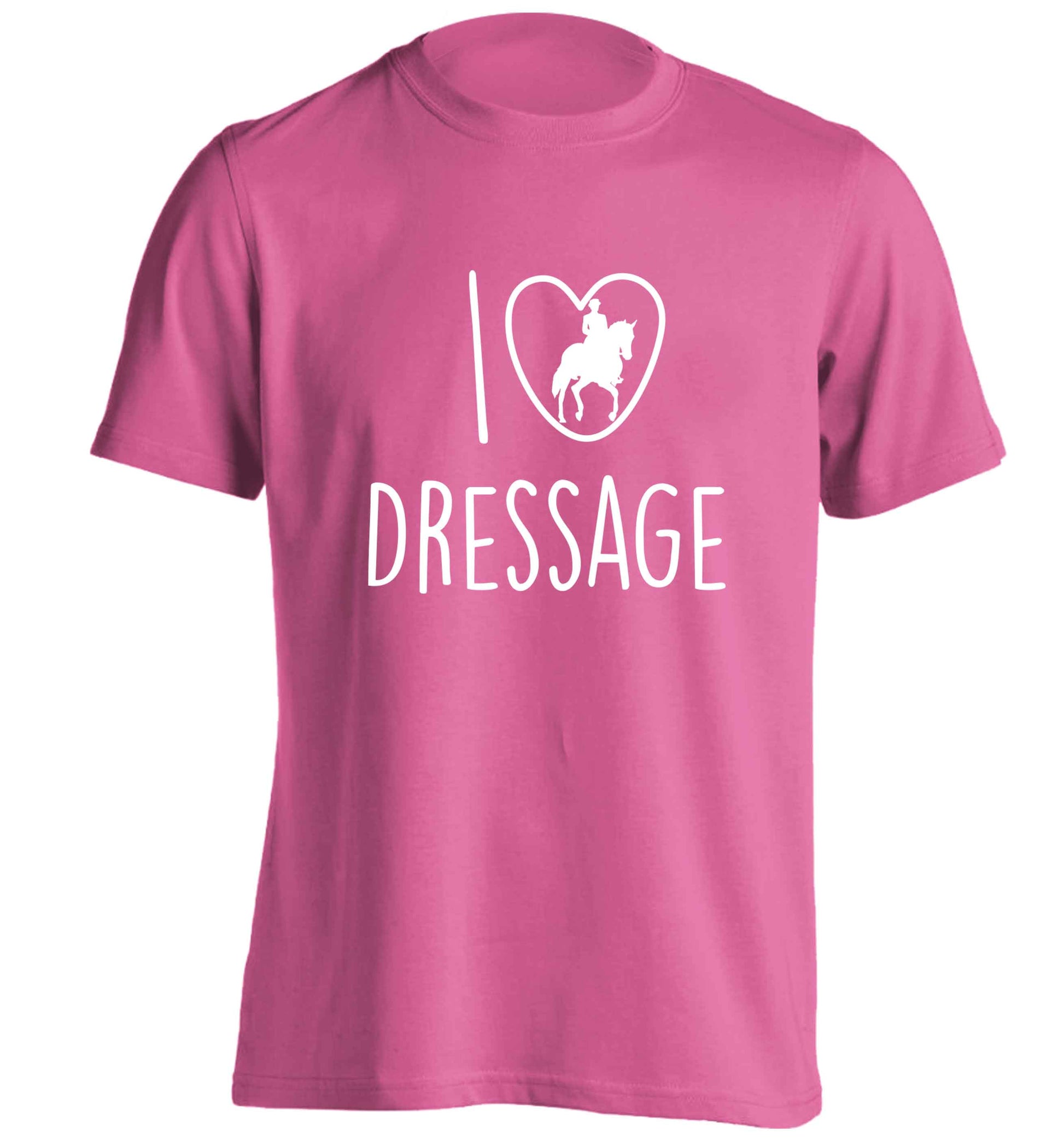 I love dressage adults unisex pink Tshirt 2XL