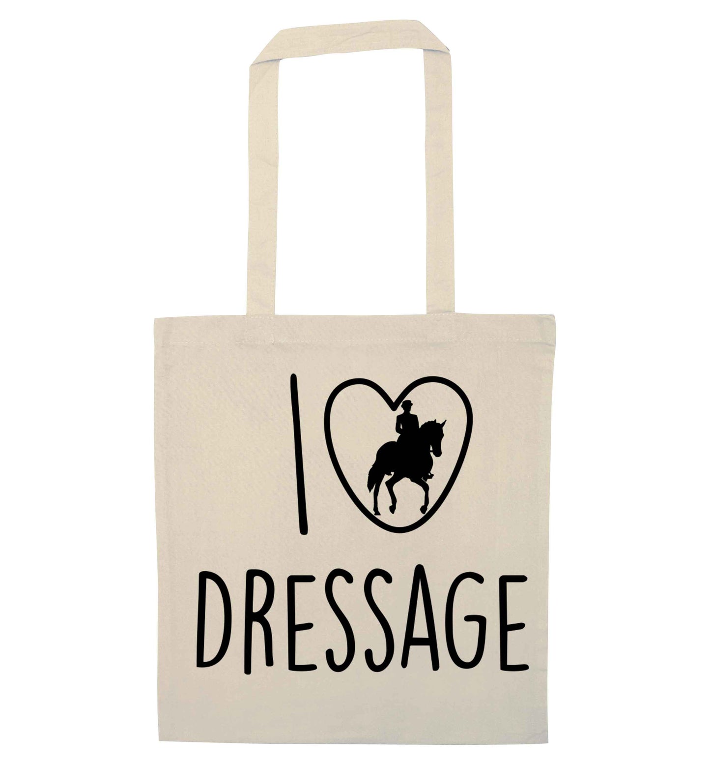 I love dressage natural tote bag