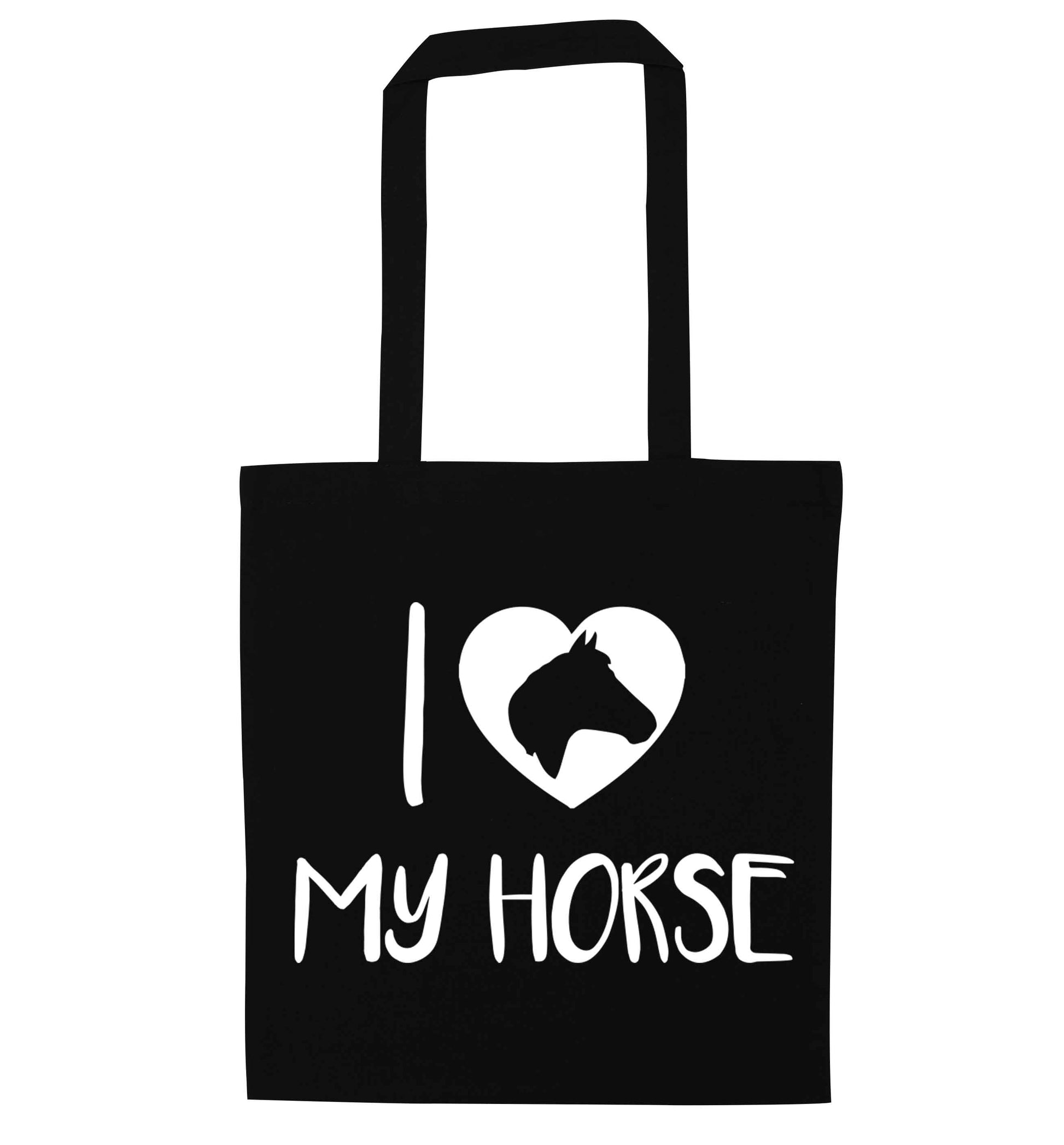 I love my horse black tote bag