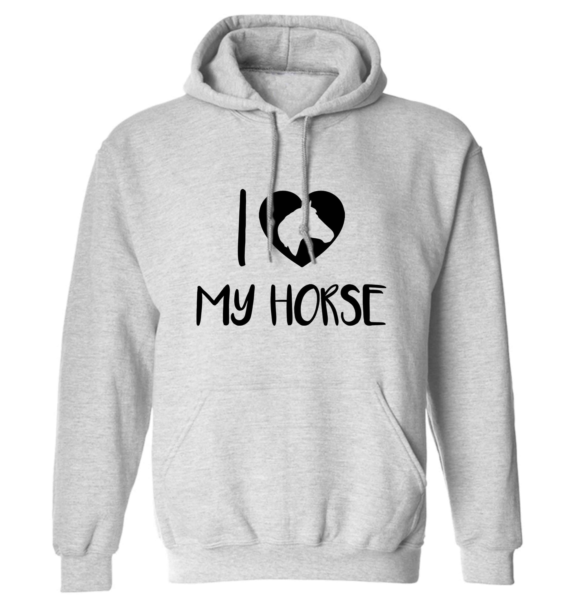 I love my horse adults unisex grey hoodie 2XL