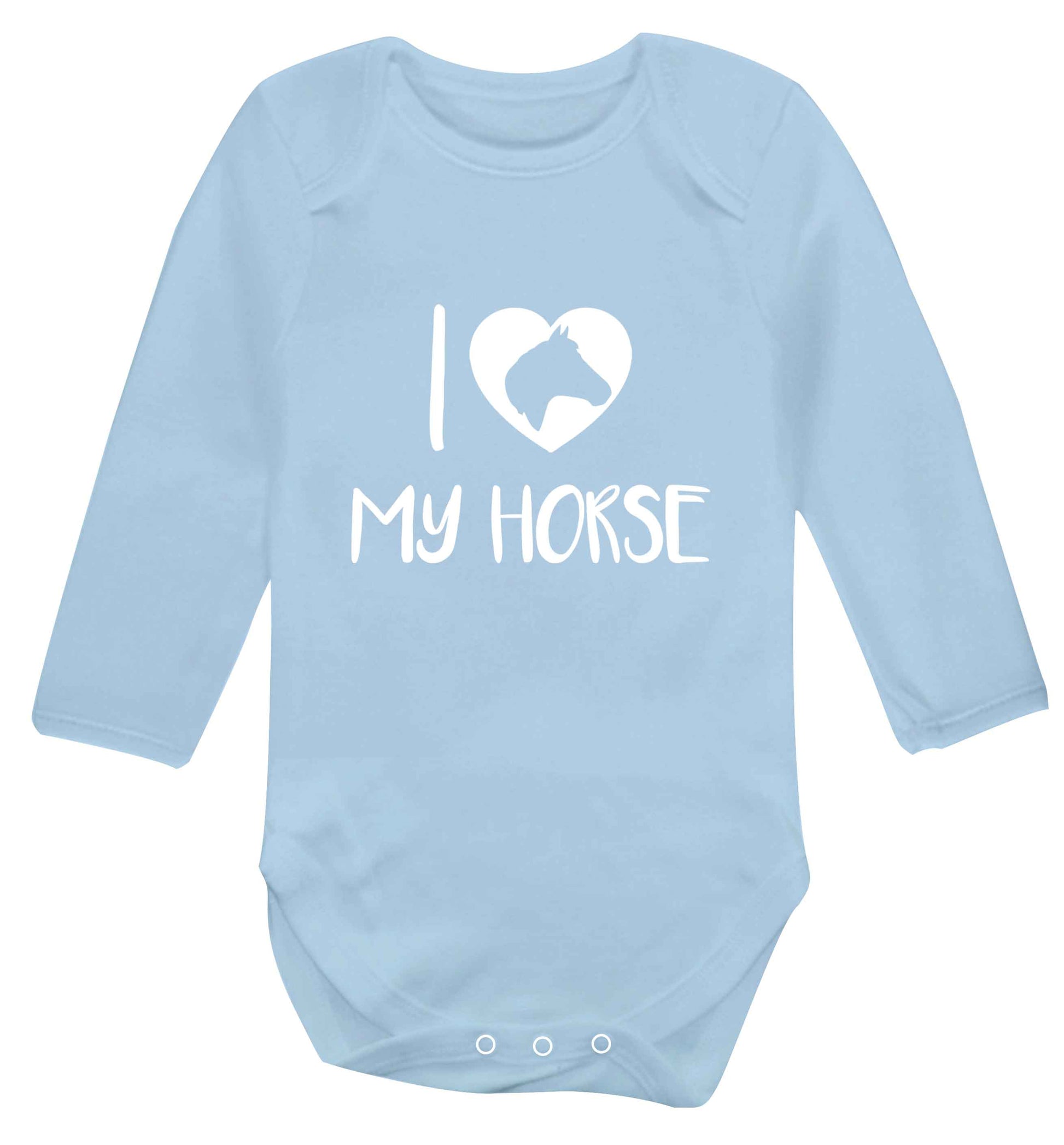 I love my horse baby vest long sleeved pale blue 6-12 months
