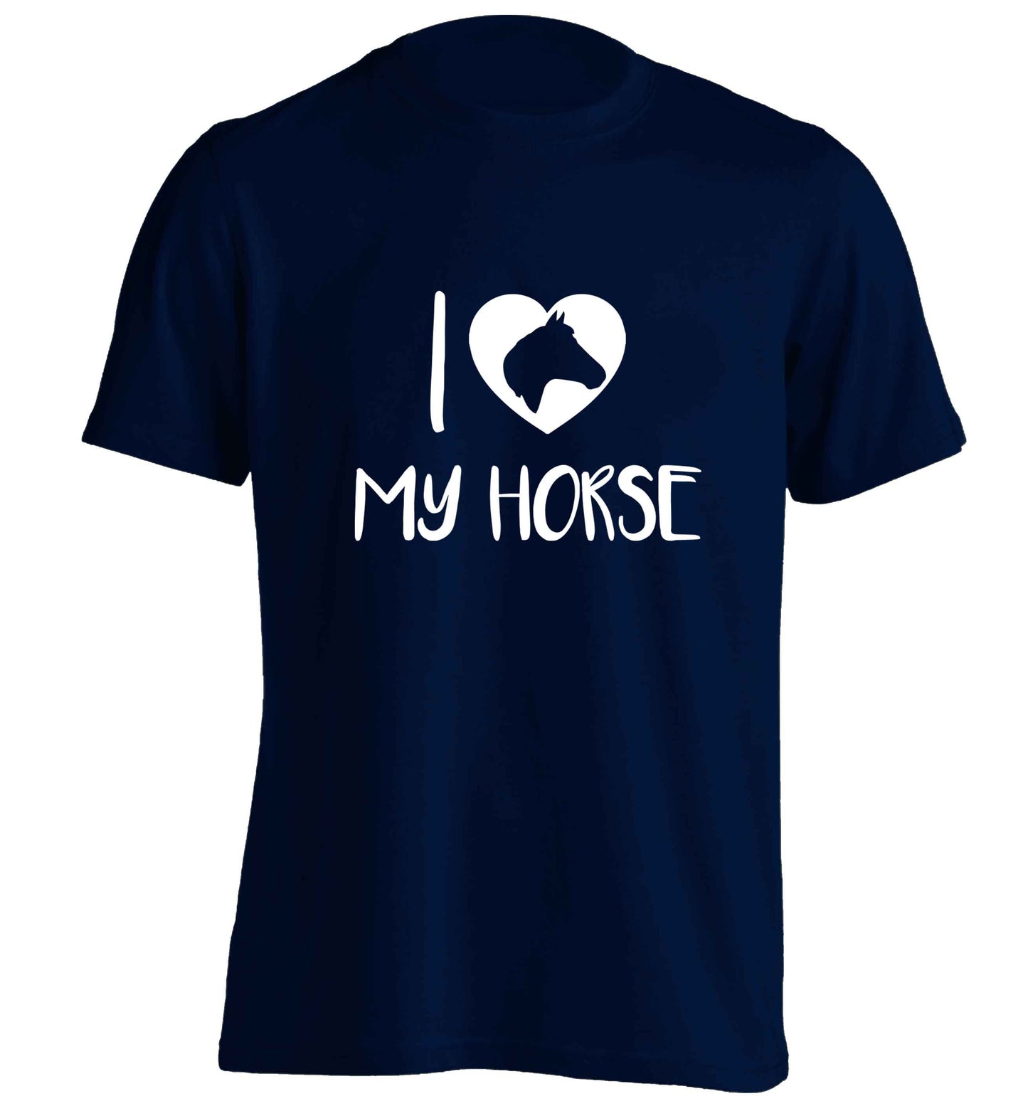 I love my horse adults unisex navy Tshirt 2XL