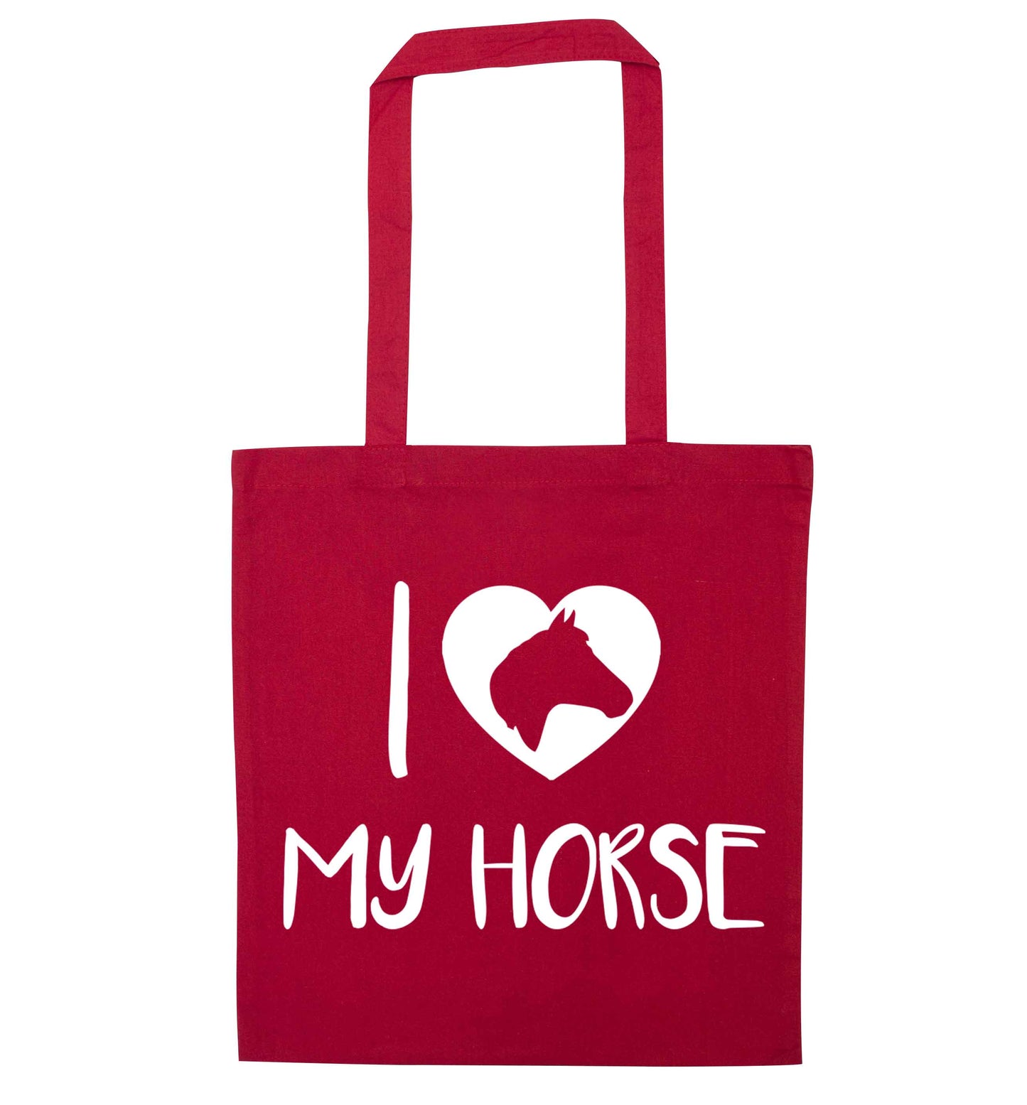 I love my horse red tote bag
