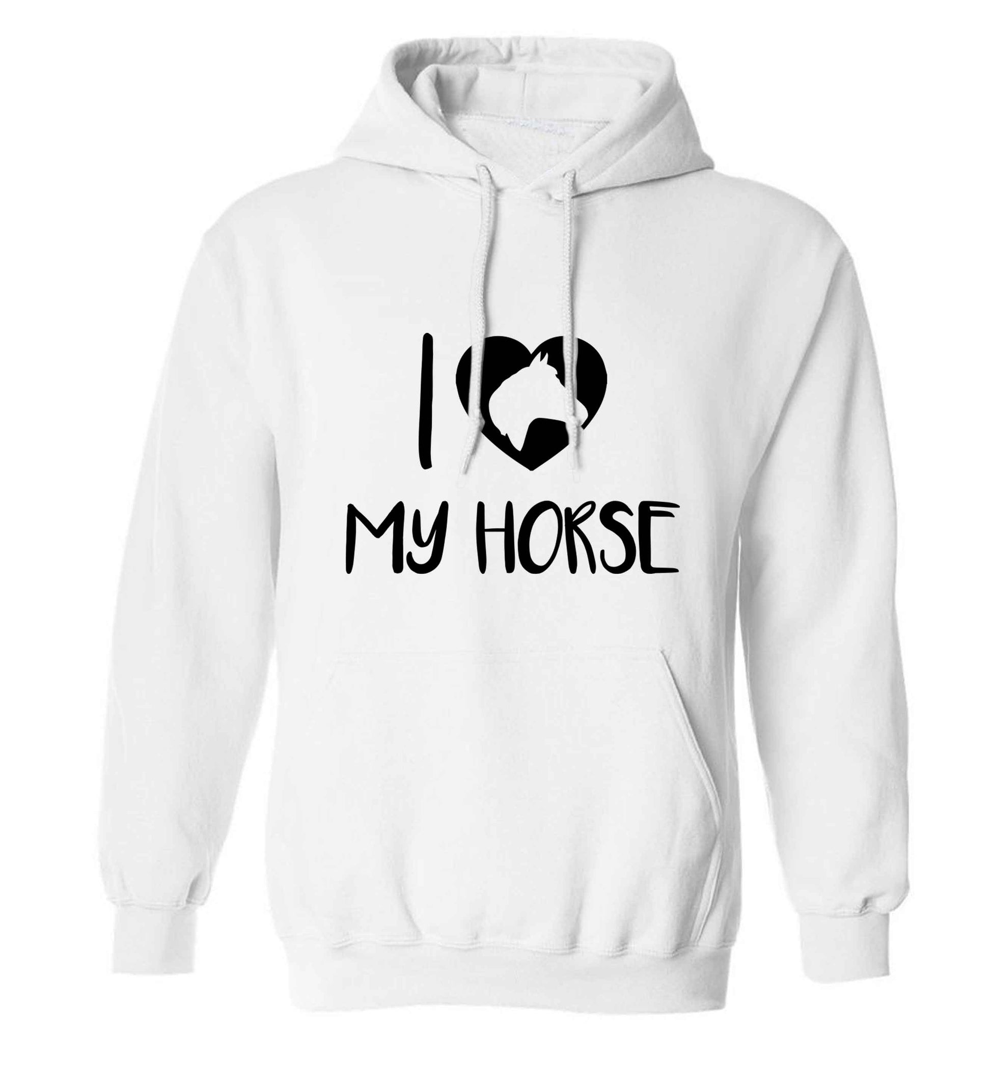 I love my horse adults unisex white hoodie 2XL