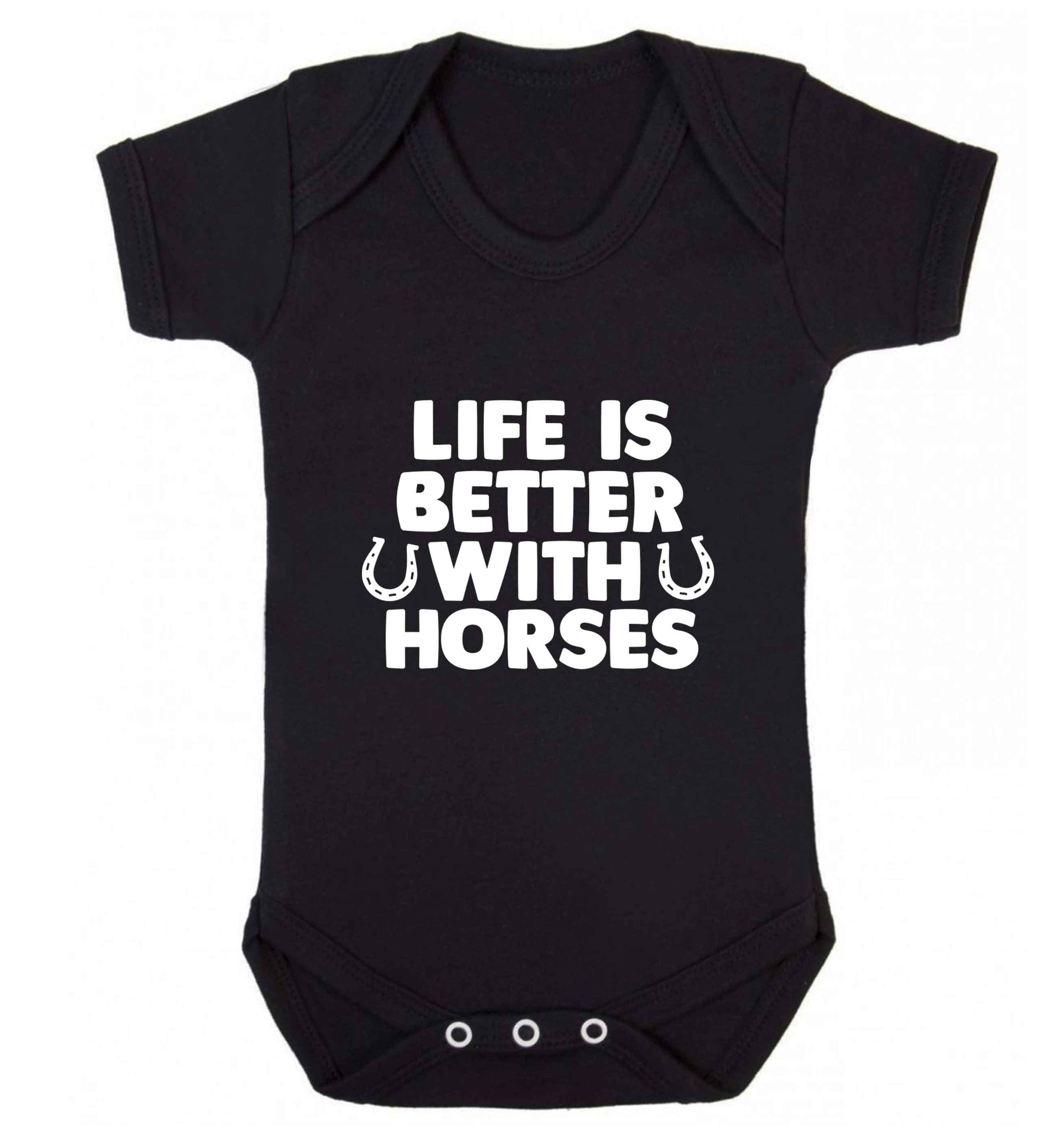 Life is better with horses baby vest black 18-24 months