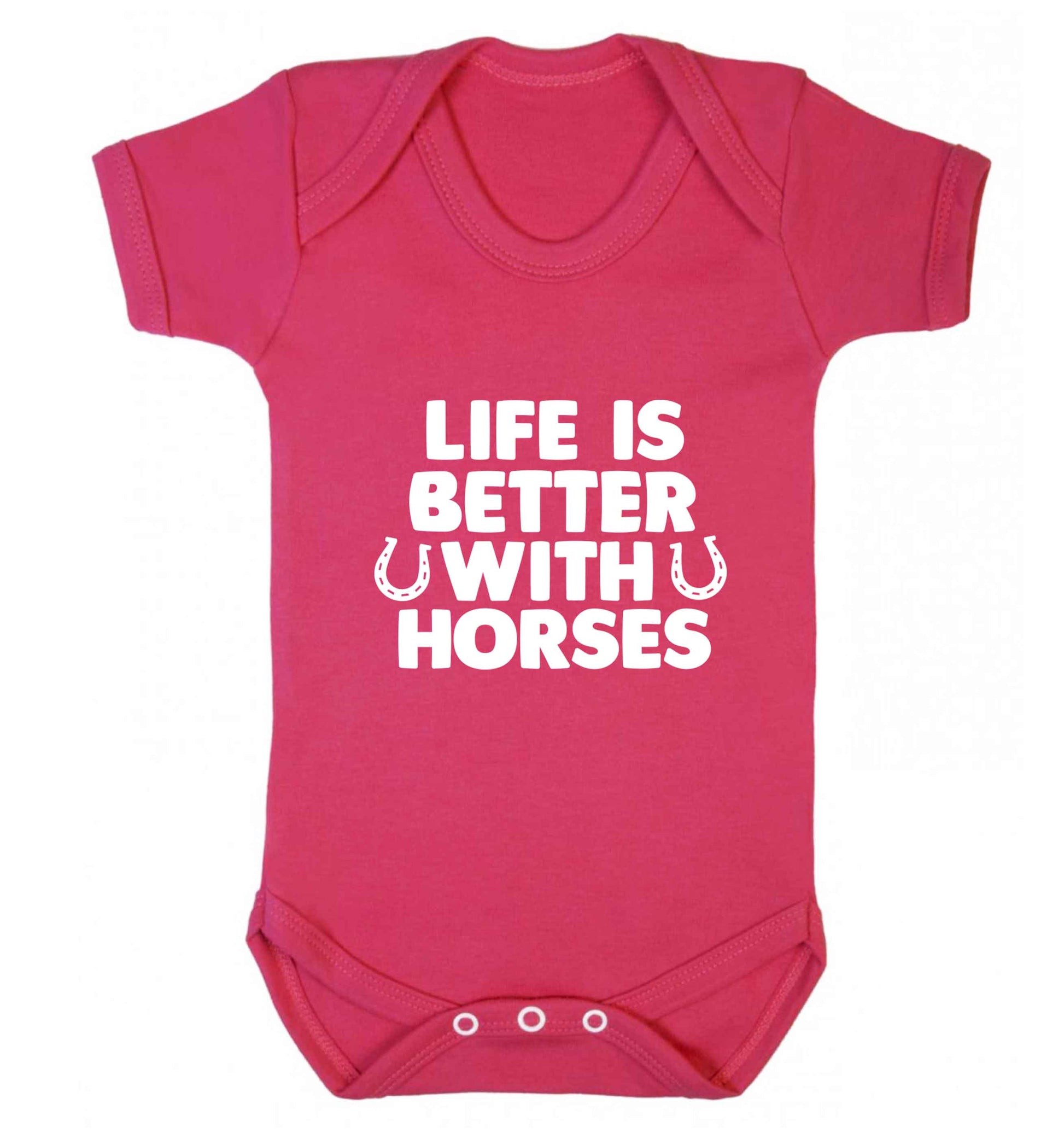 Life is better with horses baby vest dark pink 18-24 months
