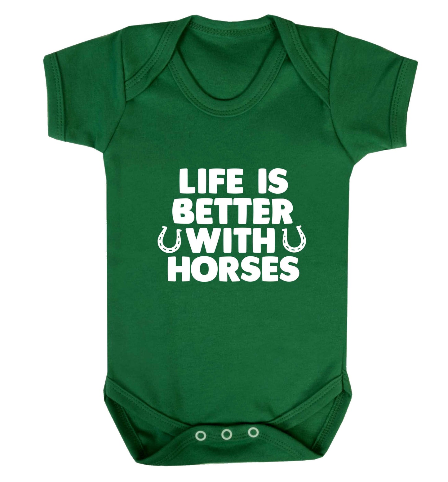 Life is better with horses baby vest green 18-24 months