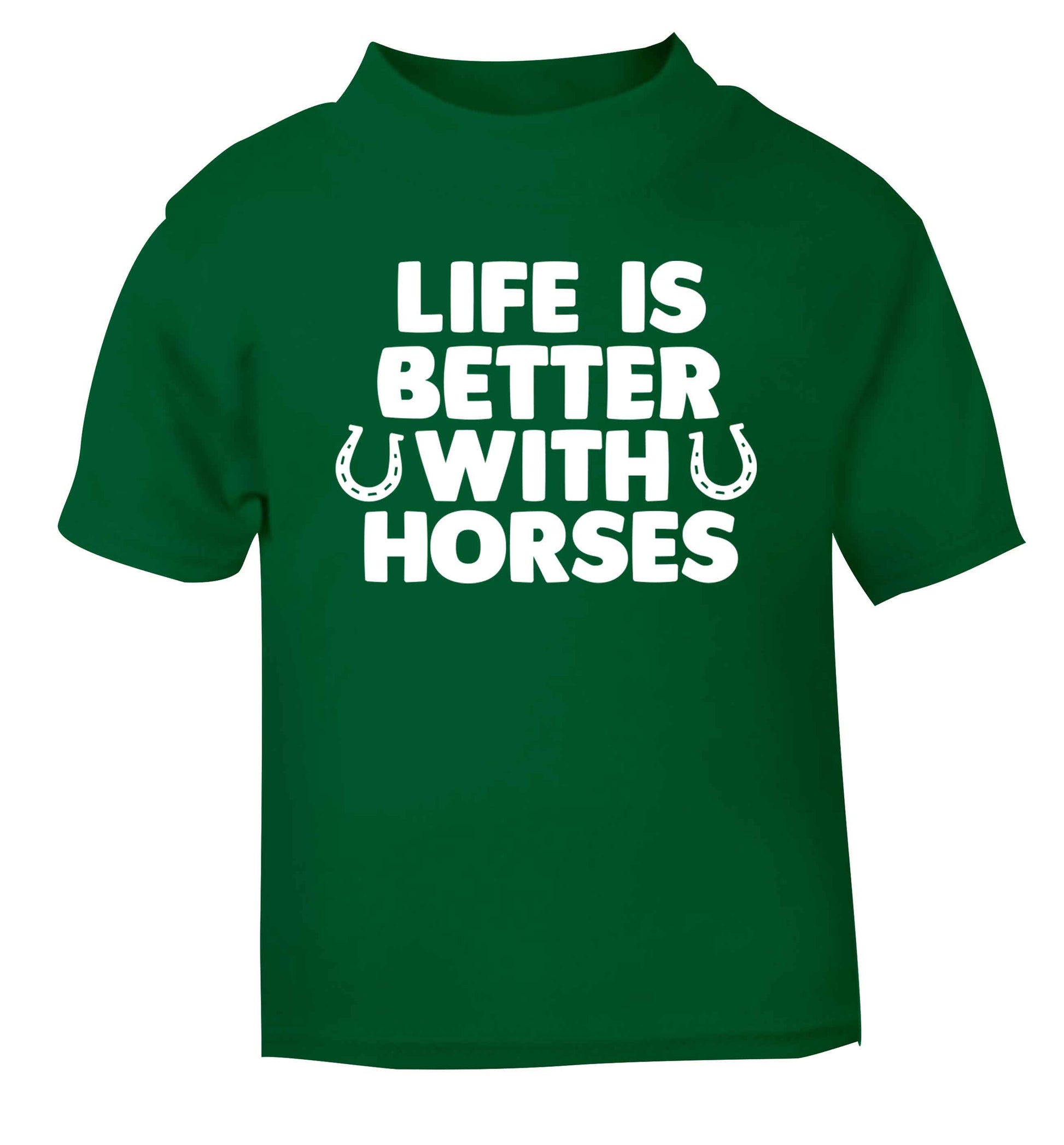Life is better with horses green baby toddler Tshirt 2 Years