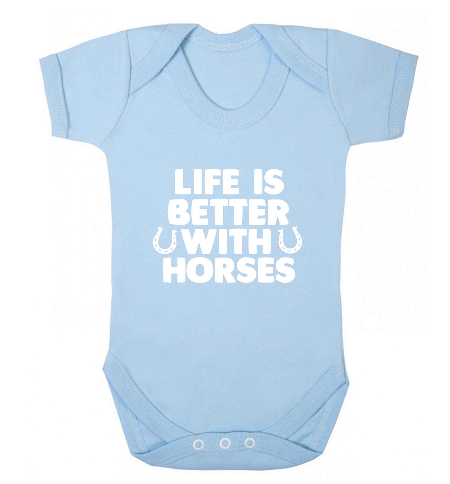 Life is better with horses baby vest pale blue 18-24 months