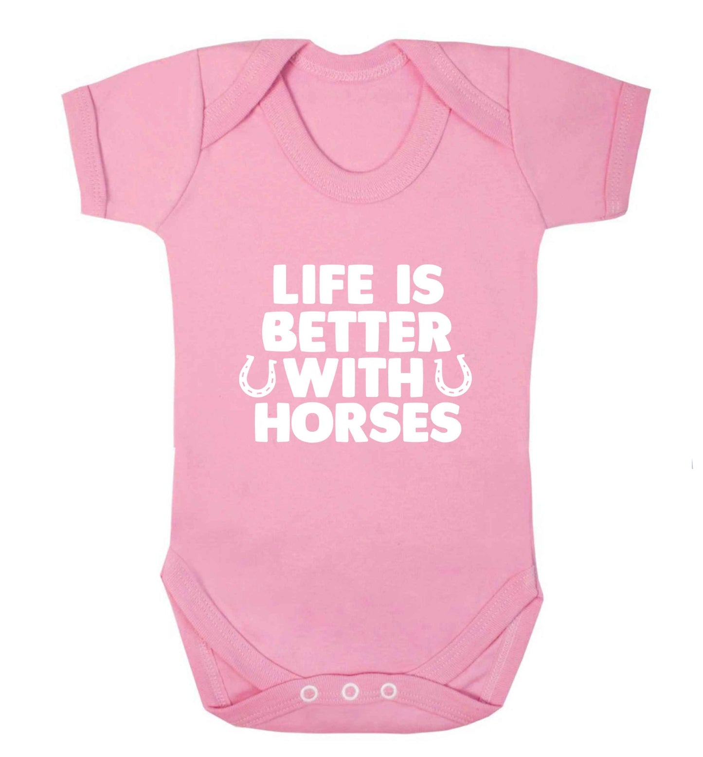 Life is better with horses baby vest pale pink 18-24 months