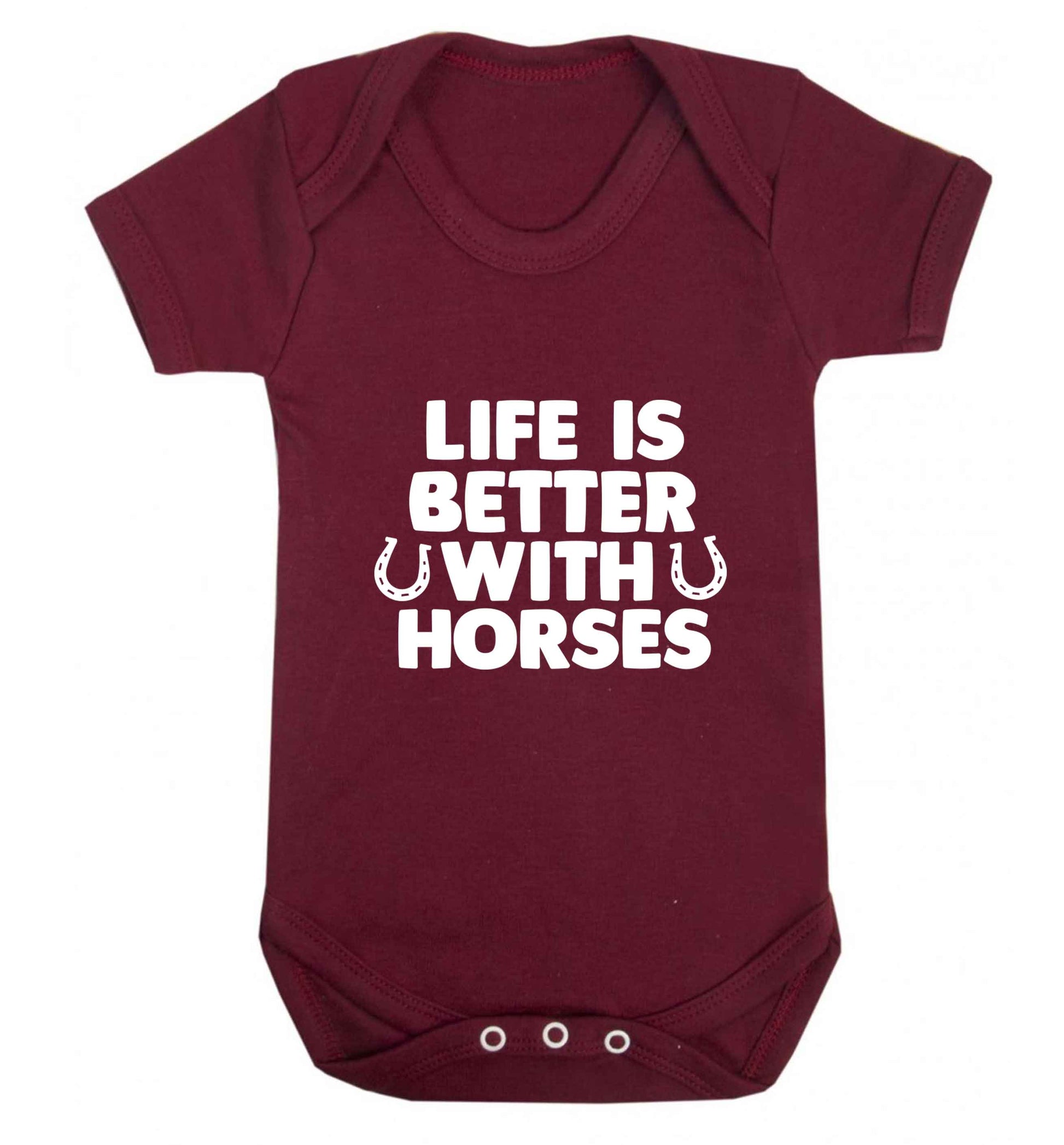 Life is better with horses baby vest maroon 18-24 months