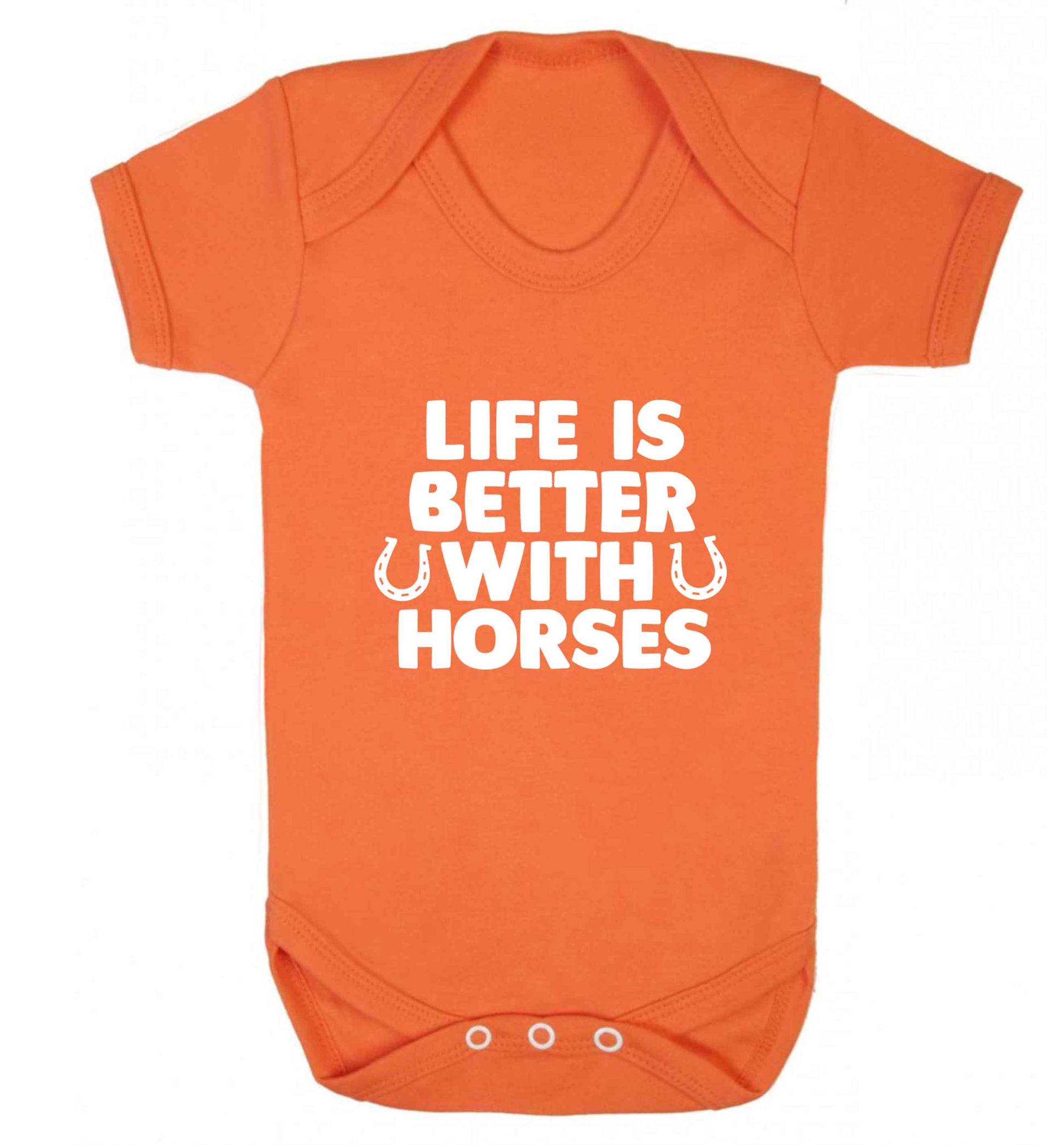 Life is better with horses baby vest orange 18-24 months