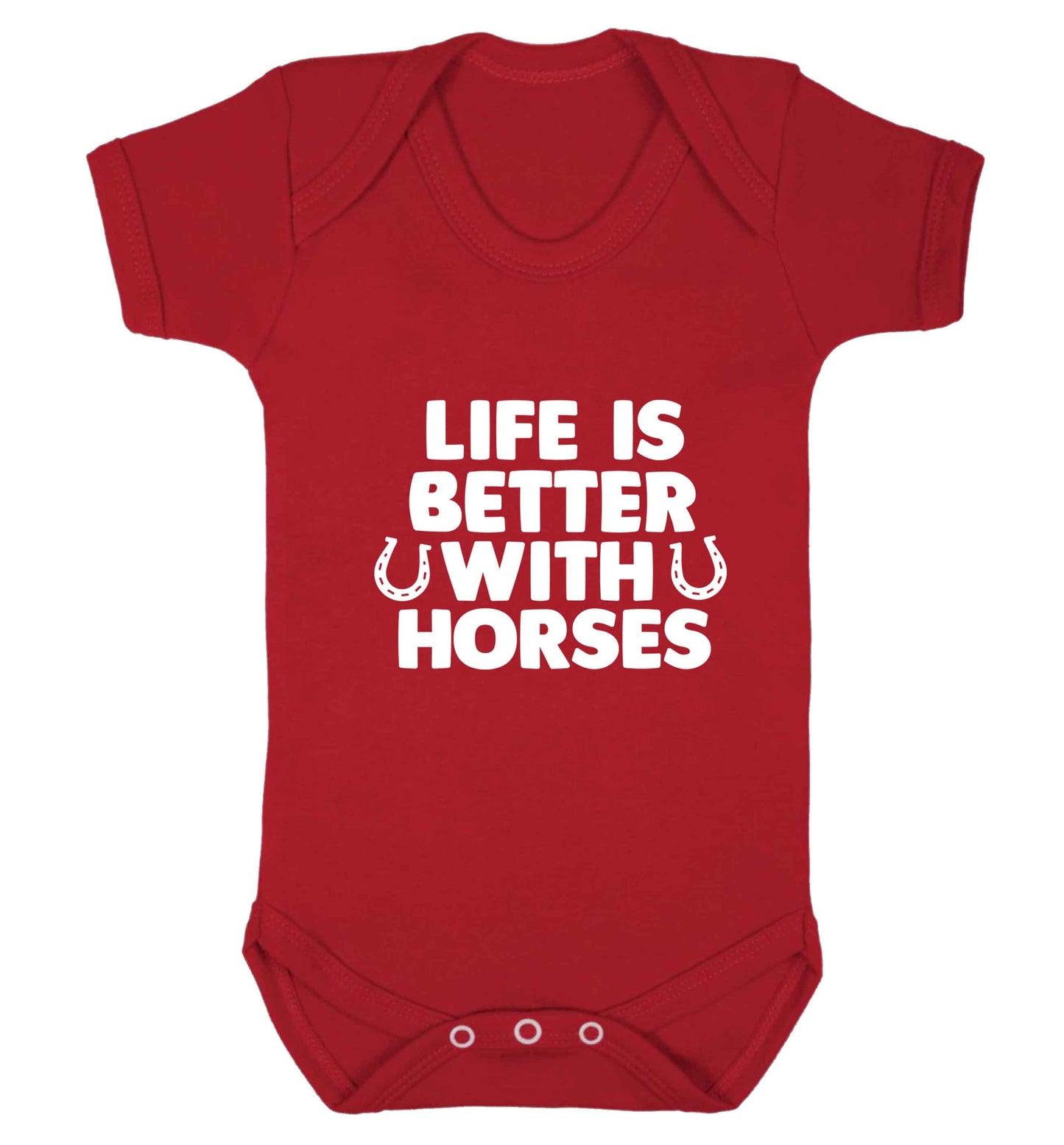 Life is better with horses baby vest red 18-24 months