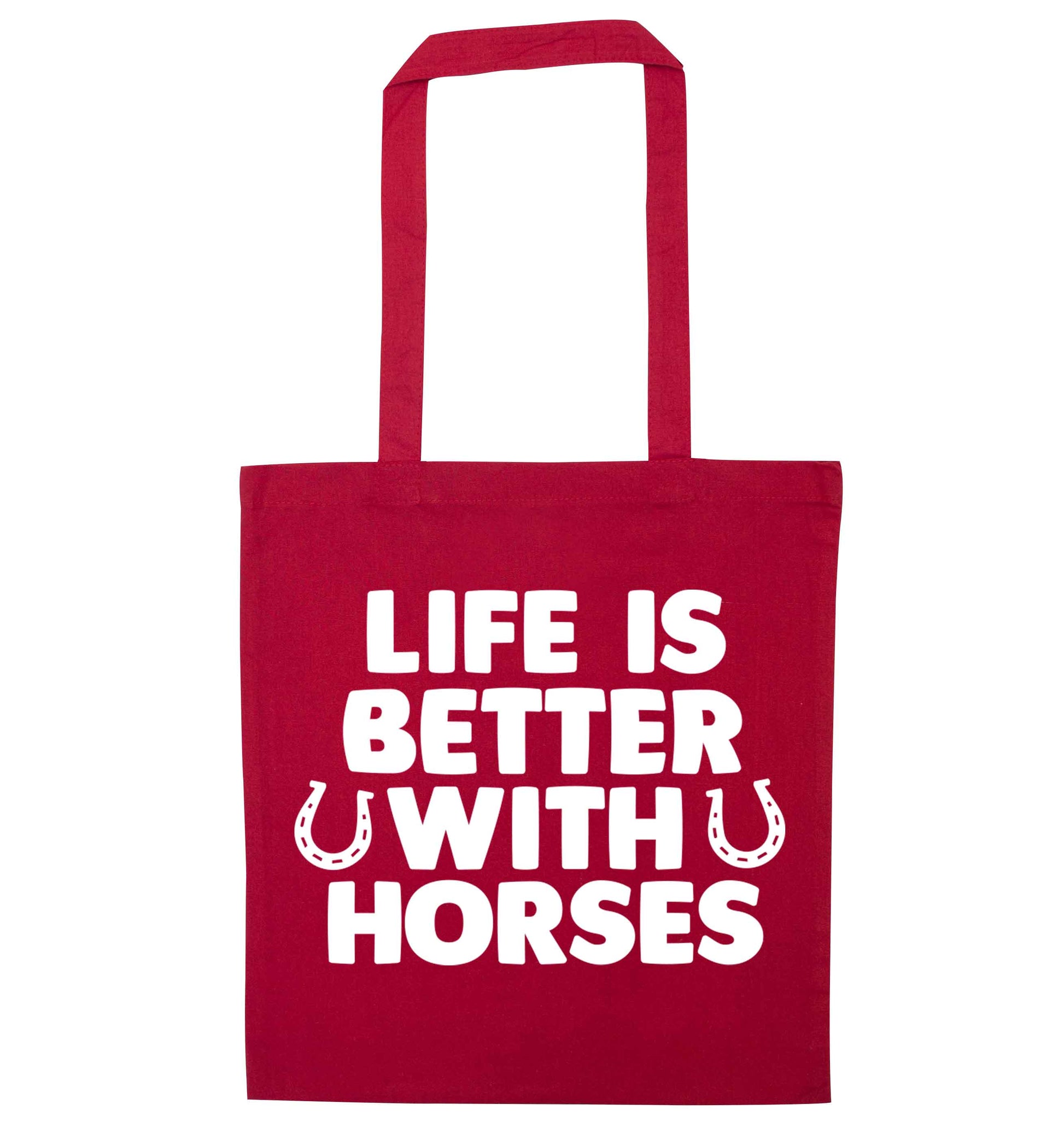 Life is better with horses red tote bag