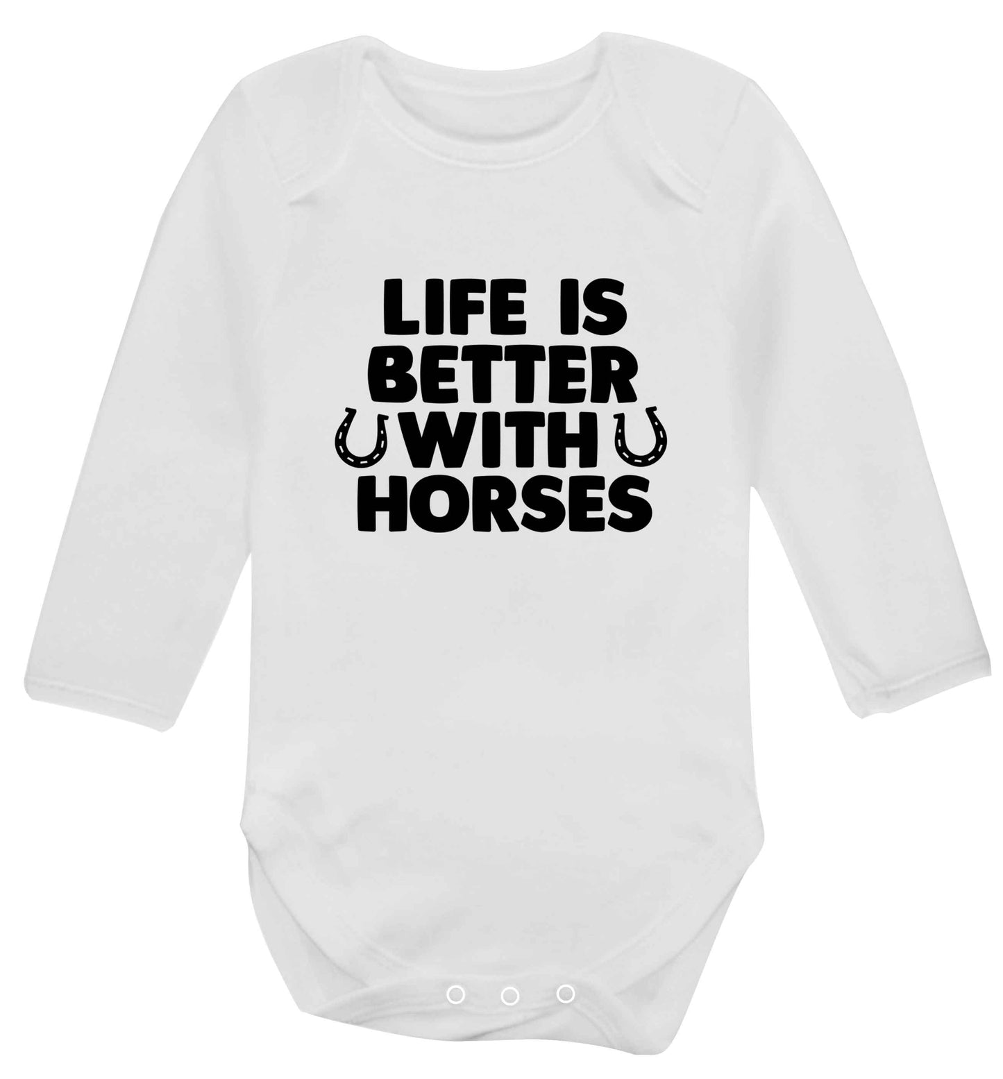 Life is better with horses baby vest long sleeved white 6-12 months