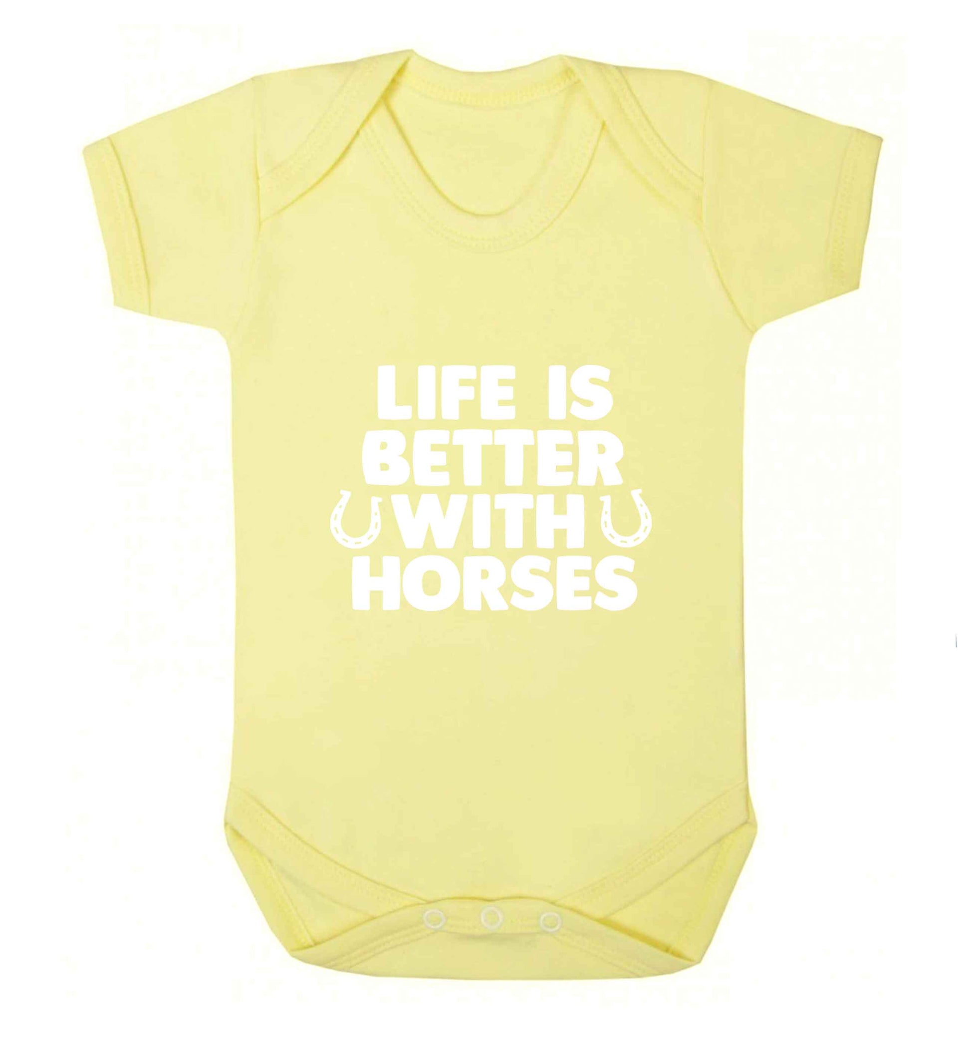 Life is better with horses baby vest pale yellow 18-24 months