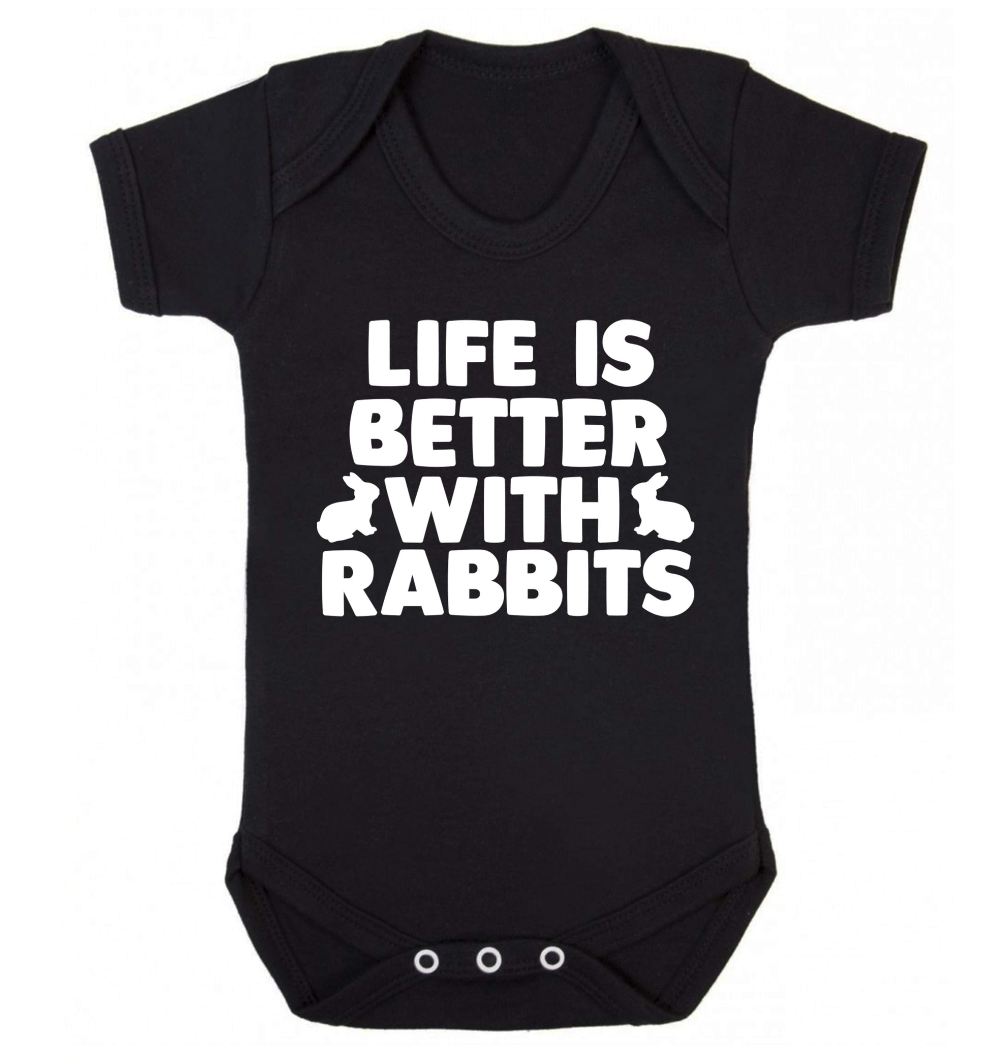 Life is better with rabbits Baby Vest black 18-24 months