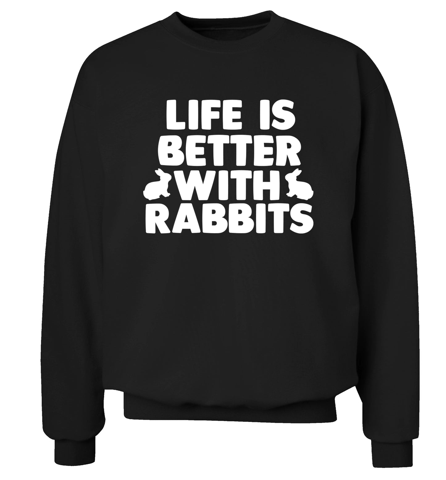 Life is better with rabbits Adult's unisex black  sweater 2XL