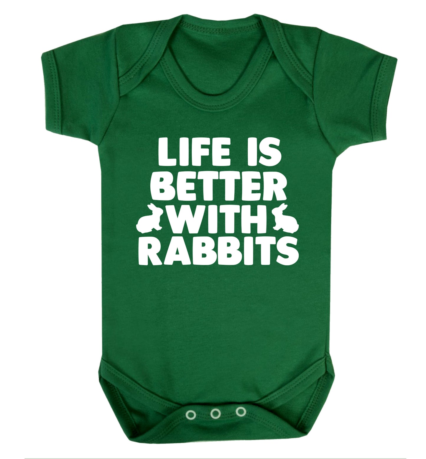 Life is better with rabbits Baby Vest green 18-24 months