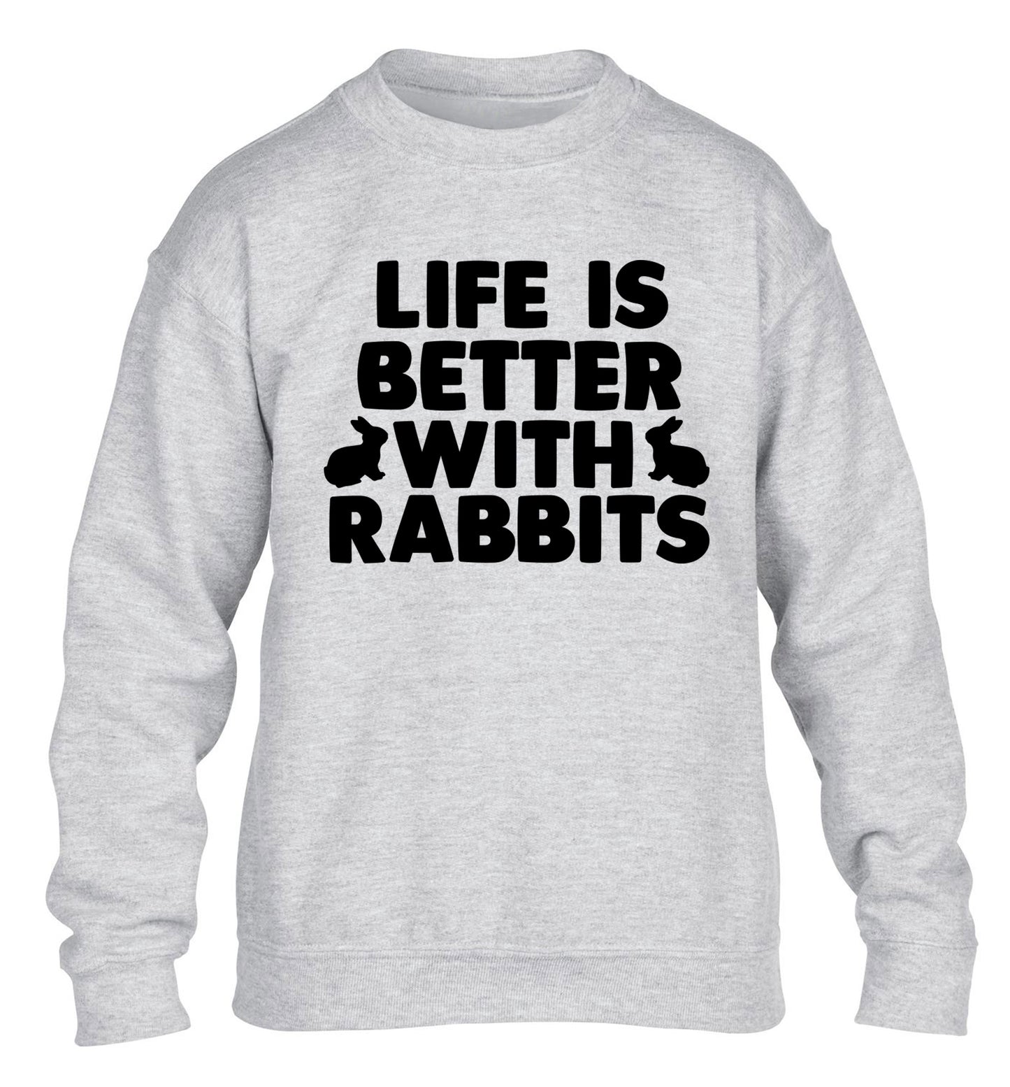 Life is better with rabbits children's grey  sweater 12-14 Years