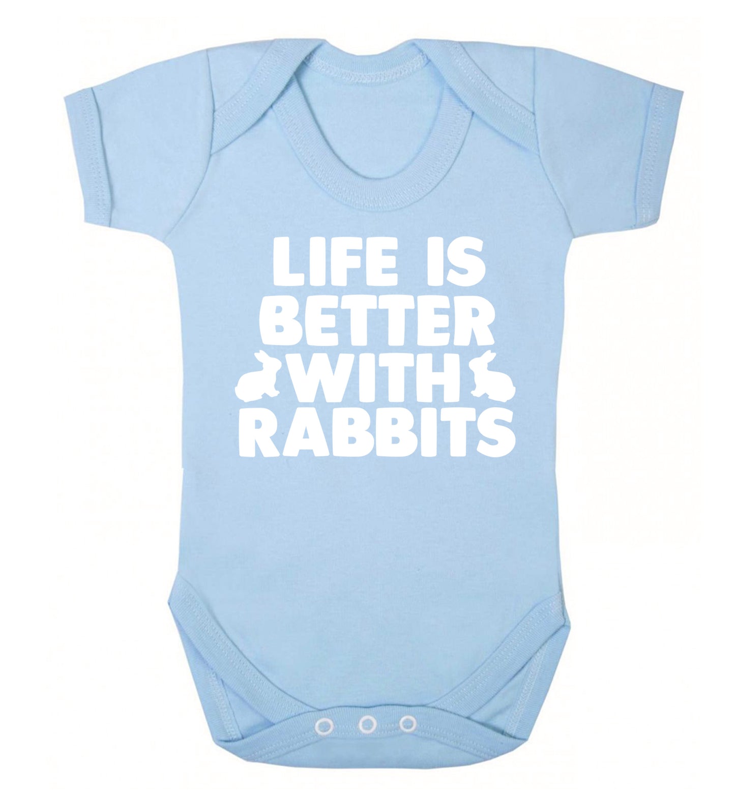 Life is better with rabbits Baby Vest pale blue 18-24 months