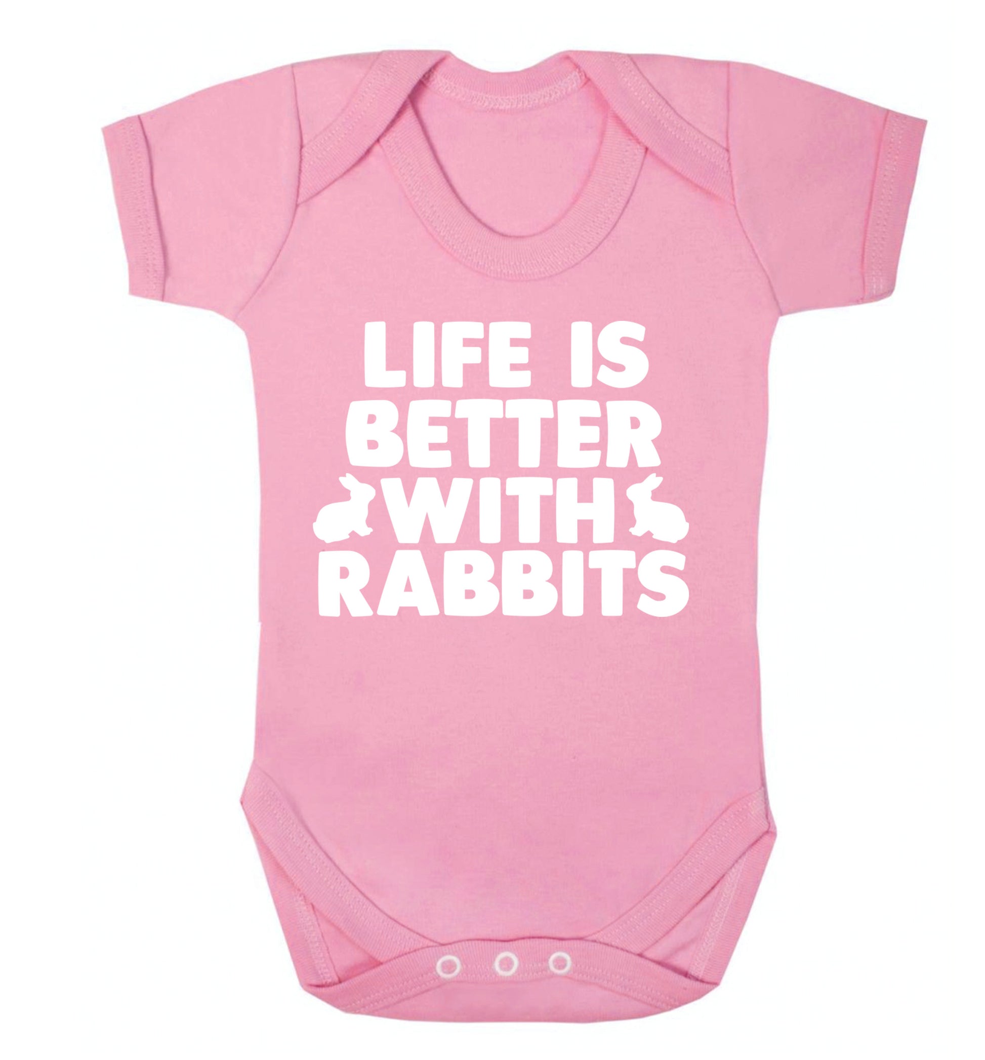 Life is better with rabbits Baby Vest pale pink 18-24 months