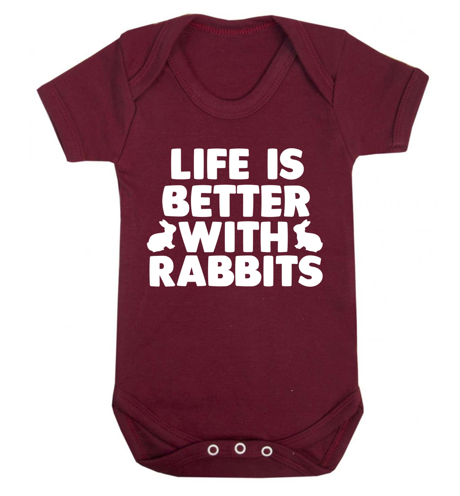Life is better with rabbits Baby Vest maroon 18-24 months