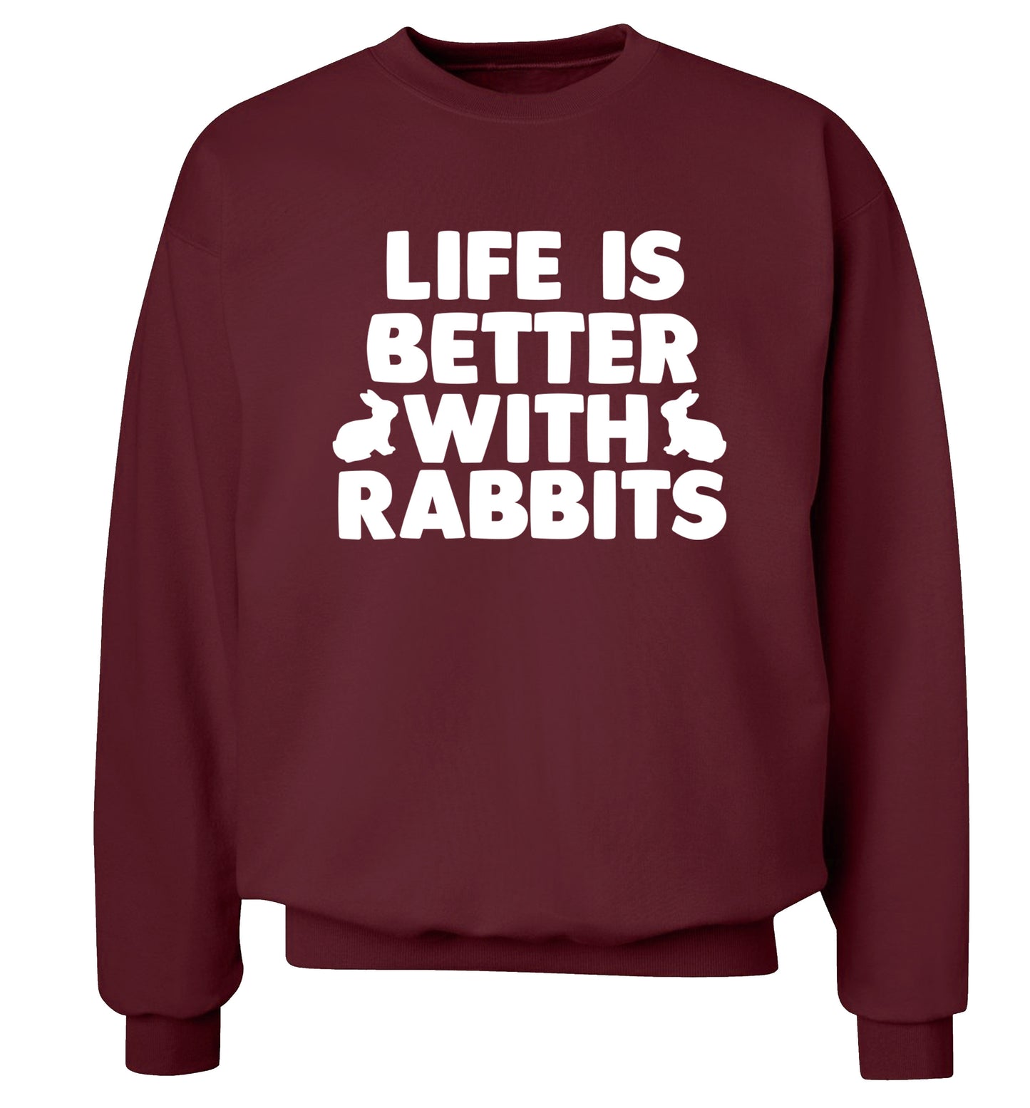 Life is better with rabbits Adult's unisex maroon  sweater 2XL
