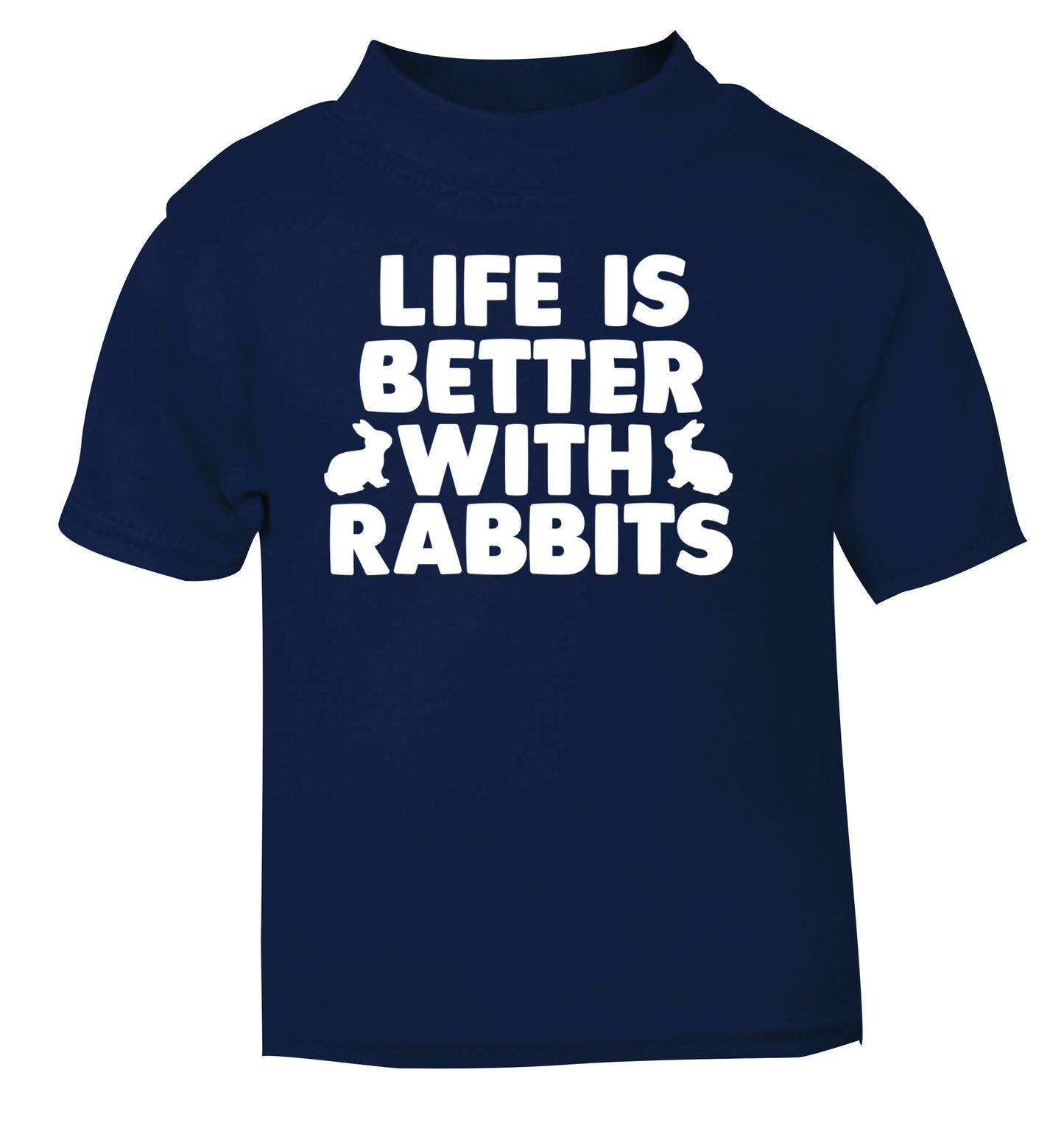 Life is better with rabbits navy Baby Toddler Tshirt 2 Years
