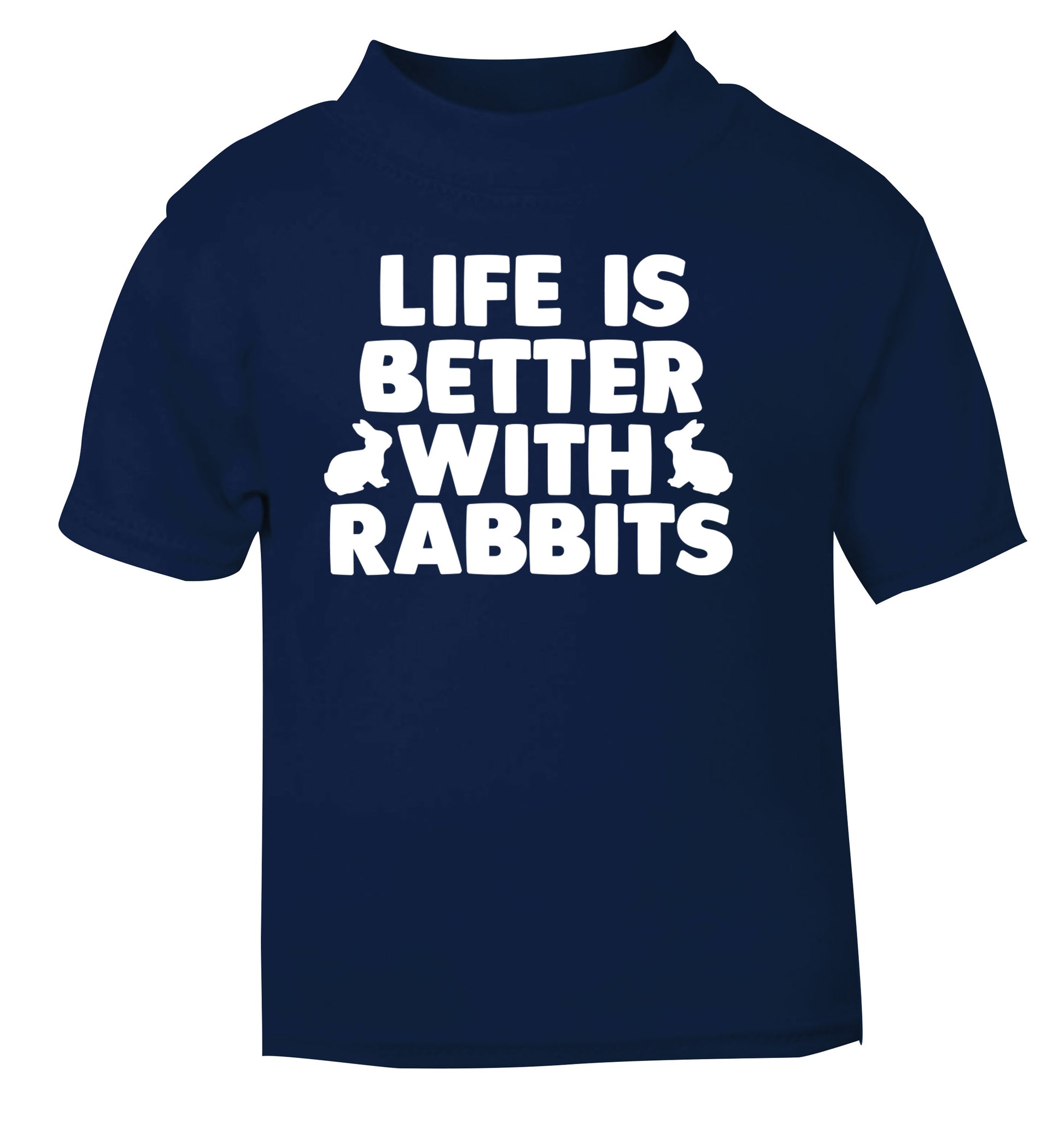 Life is better with rabbits navy Baby Toddler Tshirt 2 Years