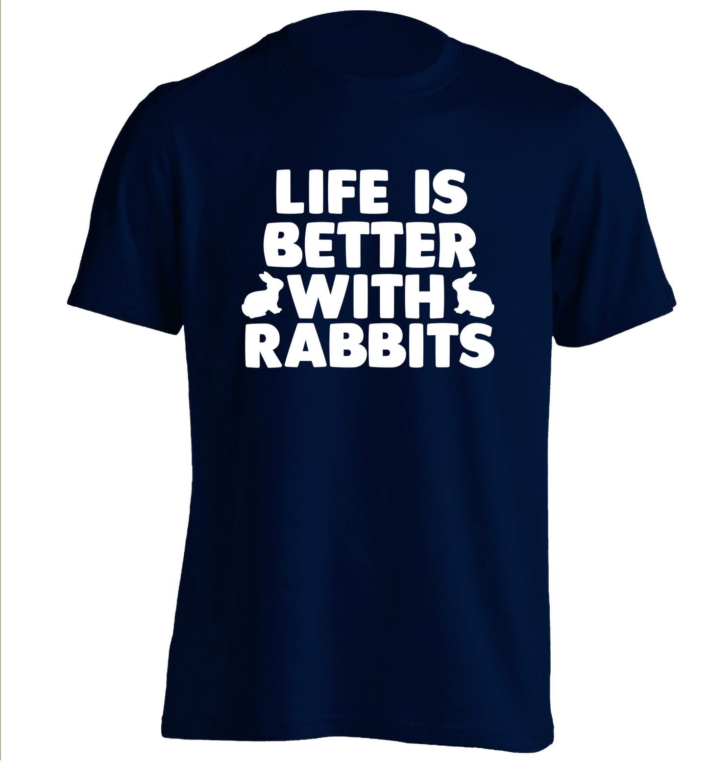 Life is better with rabbits adults unisex navy Tshirt 2XL