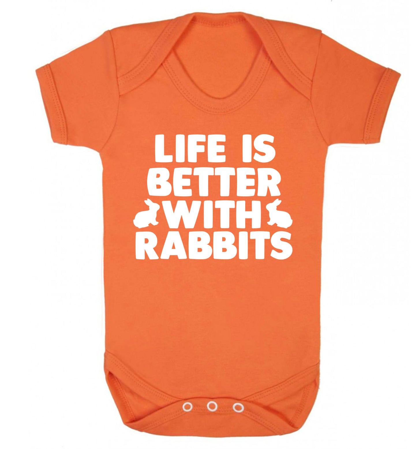 Life is better with rabbits Baby Vest orange 18-24 months