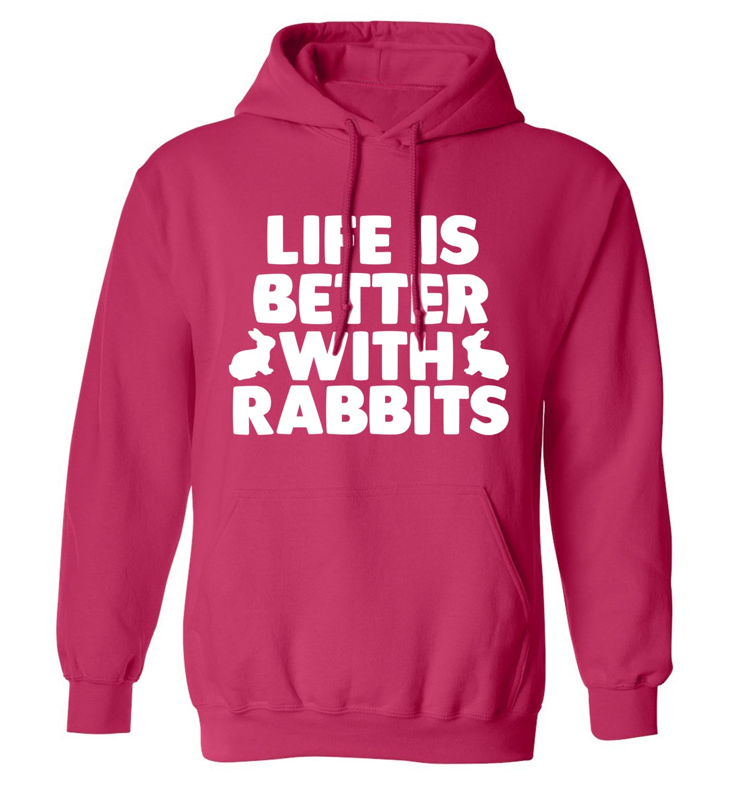 Life is better with rabbits adults unisex pink hoodie 2XL
