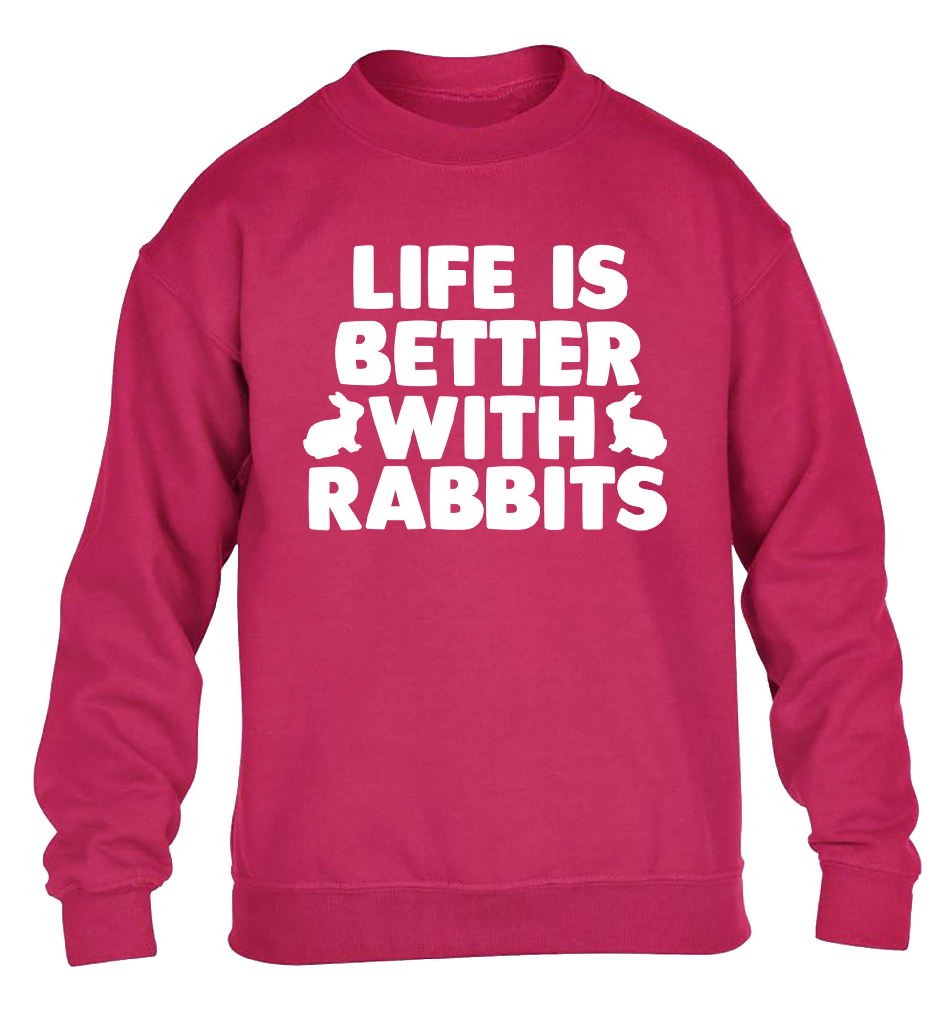 Life is better with rabbits children's pink  sweater 12-14 Years