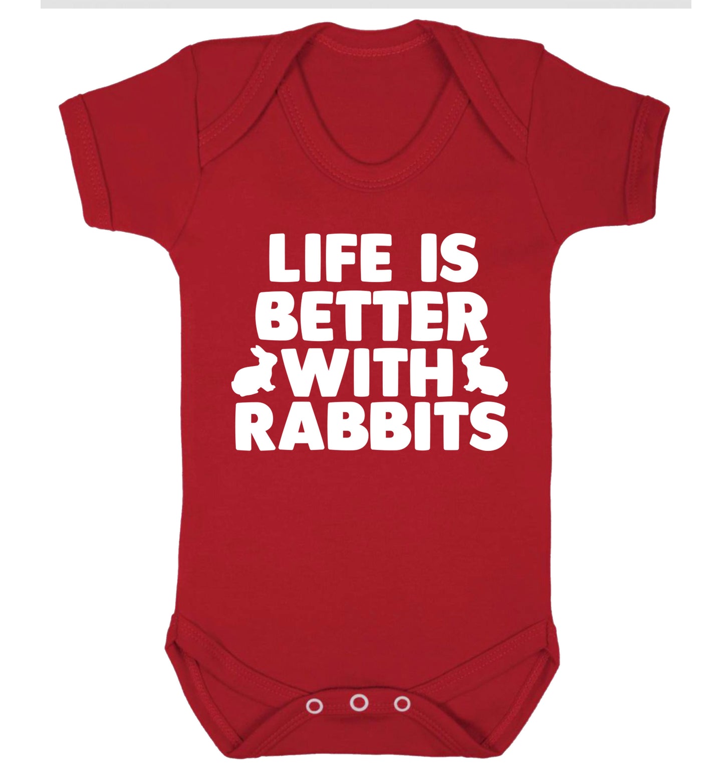Life is better with rabbits Baby Vest red 18-24 months