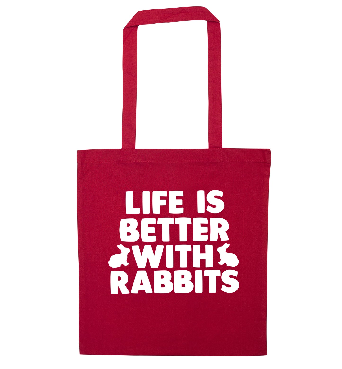 Life is better with rabbits red tote bag