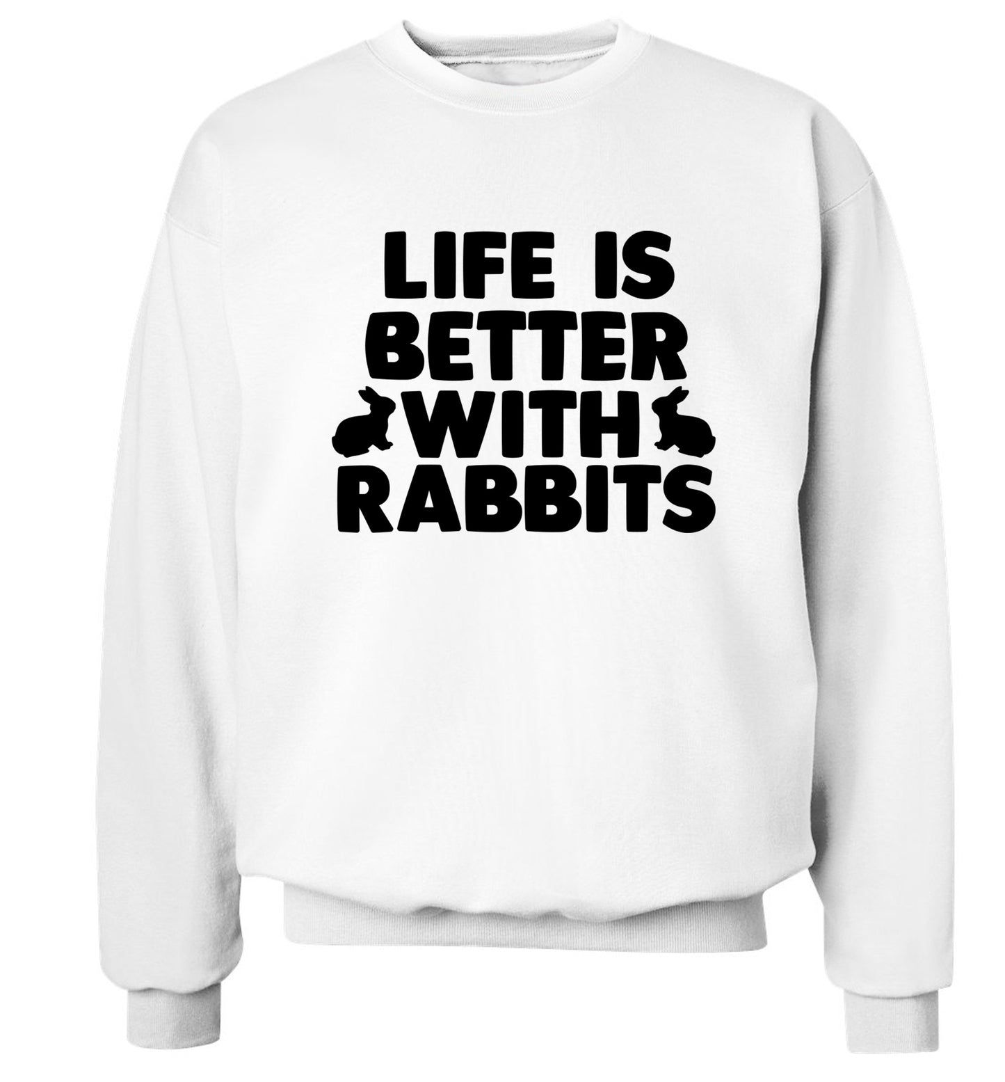 Life is better with rabbits Adult's unisex white  sweater 2XL