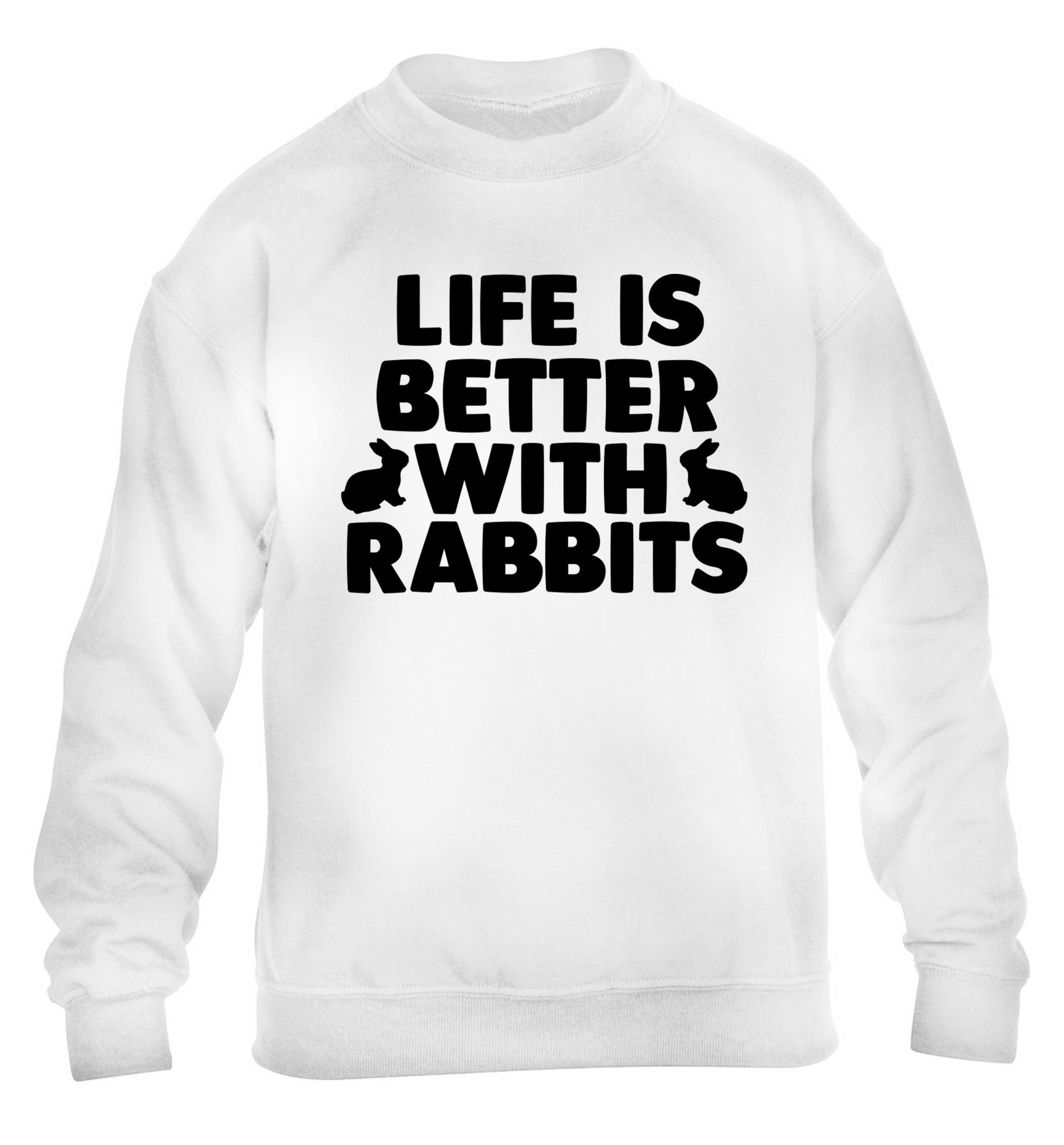 Life is better with rabbits children's white  sweater 12-14 Years