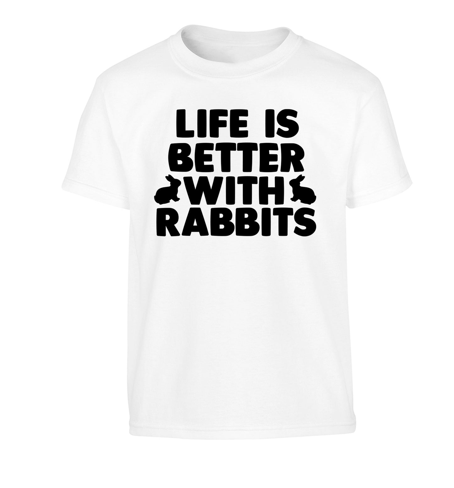 Life is better with rabbits Children's white Tshirt 12-14 Years
