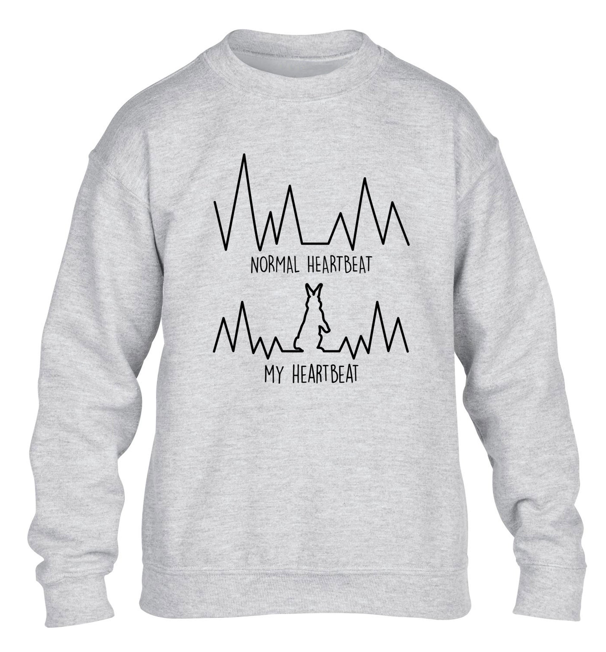 Normal heartbeat, my heartbeat rabbit lover children's grey  sweater 12-14 Years