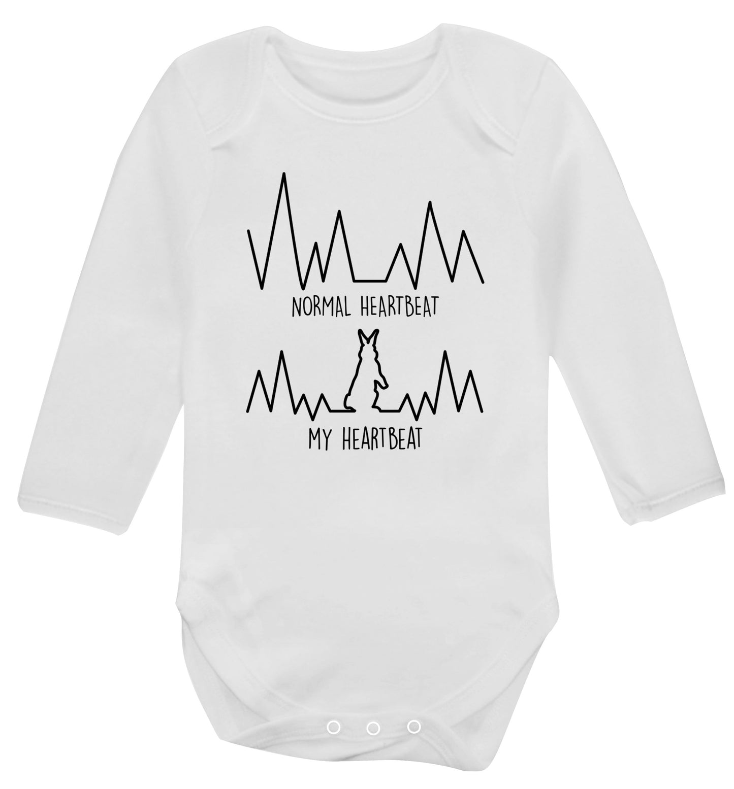 Normal heartbeat, my heartbeat rabbit lover Baby Vest long sleeved white 6-12 months