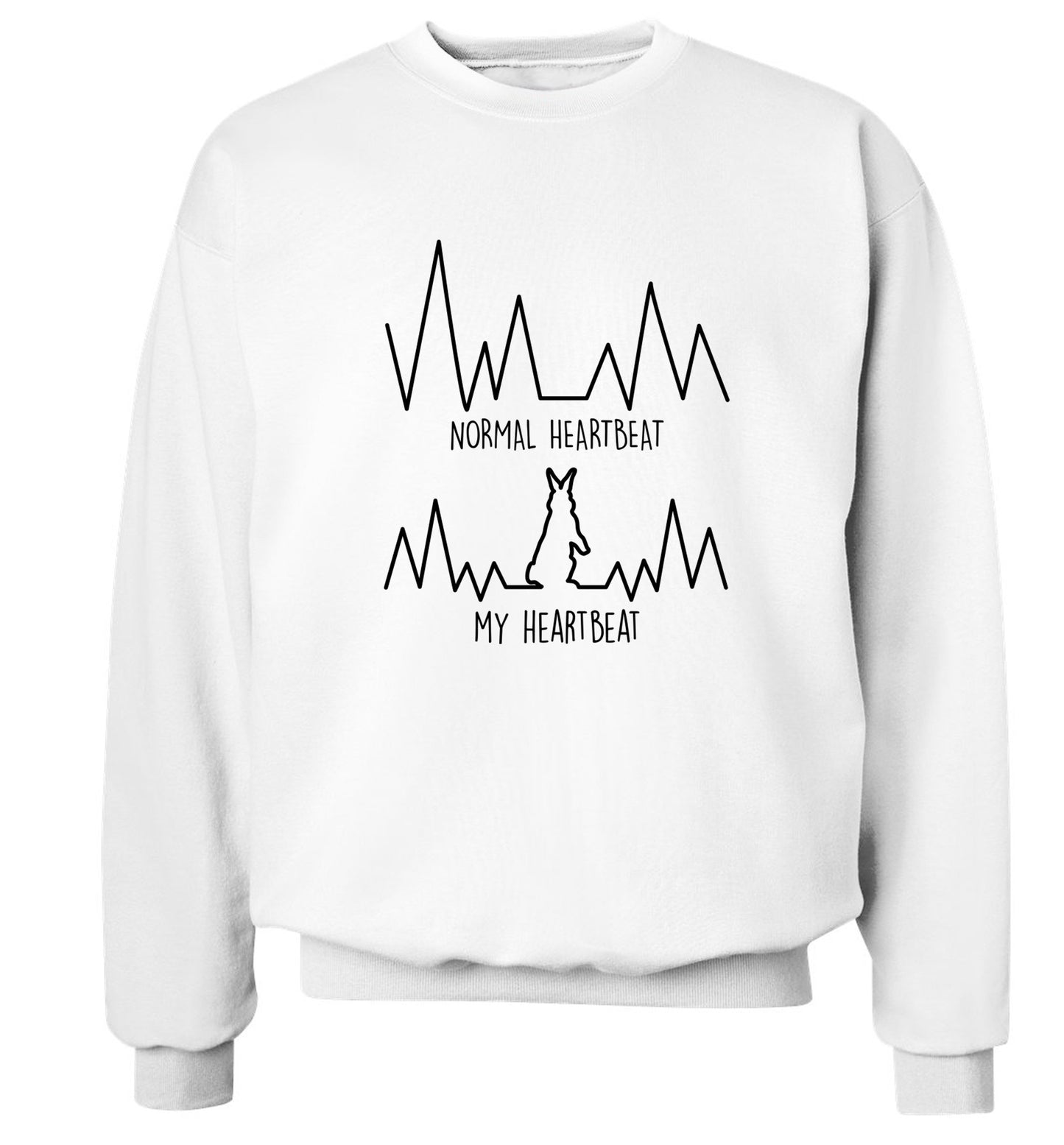 Normal heartbeat, my heartbeat rabbit lover Adult's unisex white  sweater 2XL