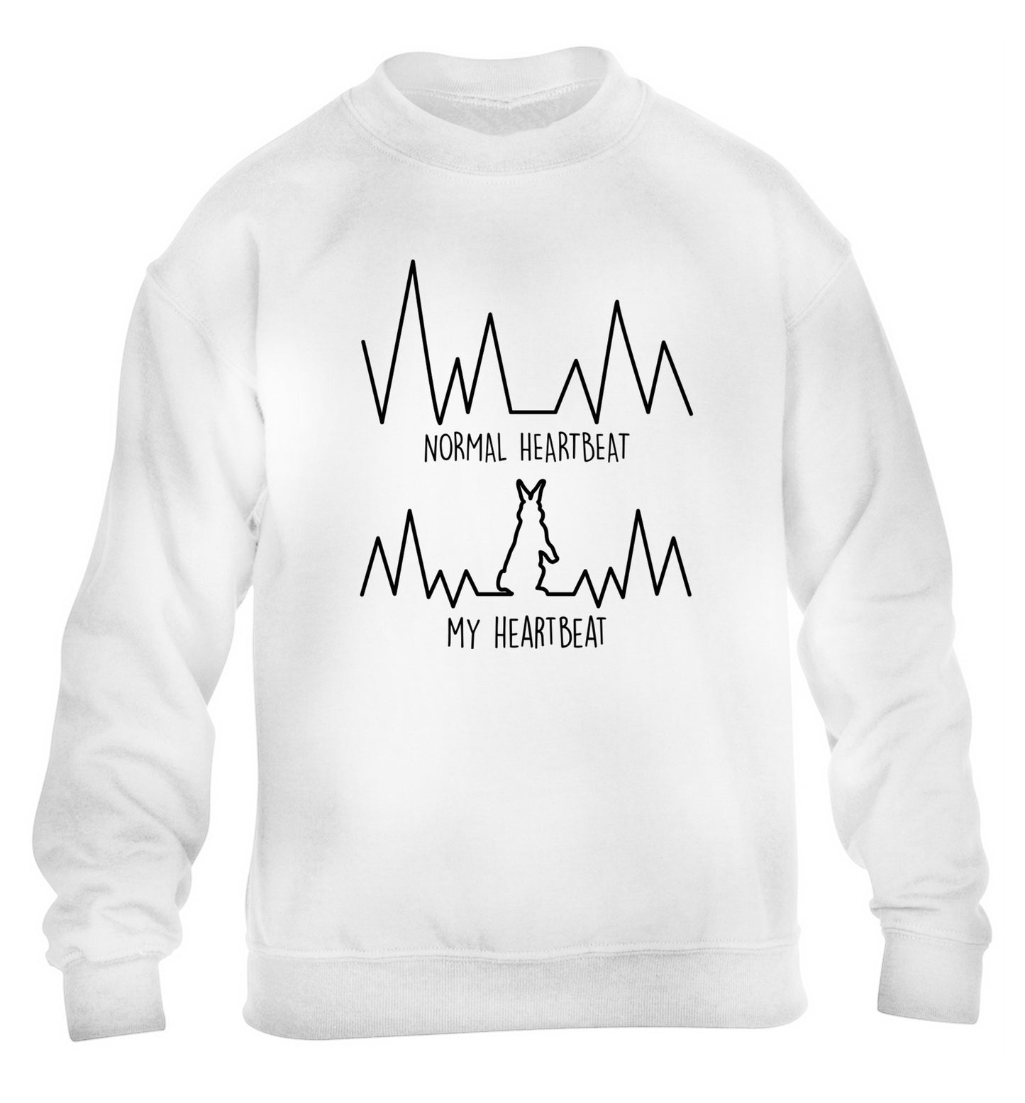 Normal heartbeat, my heartbeat rabbit lover children's white  sweater 12-14 Years