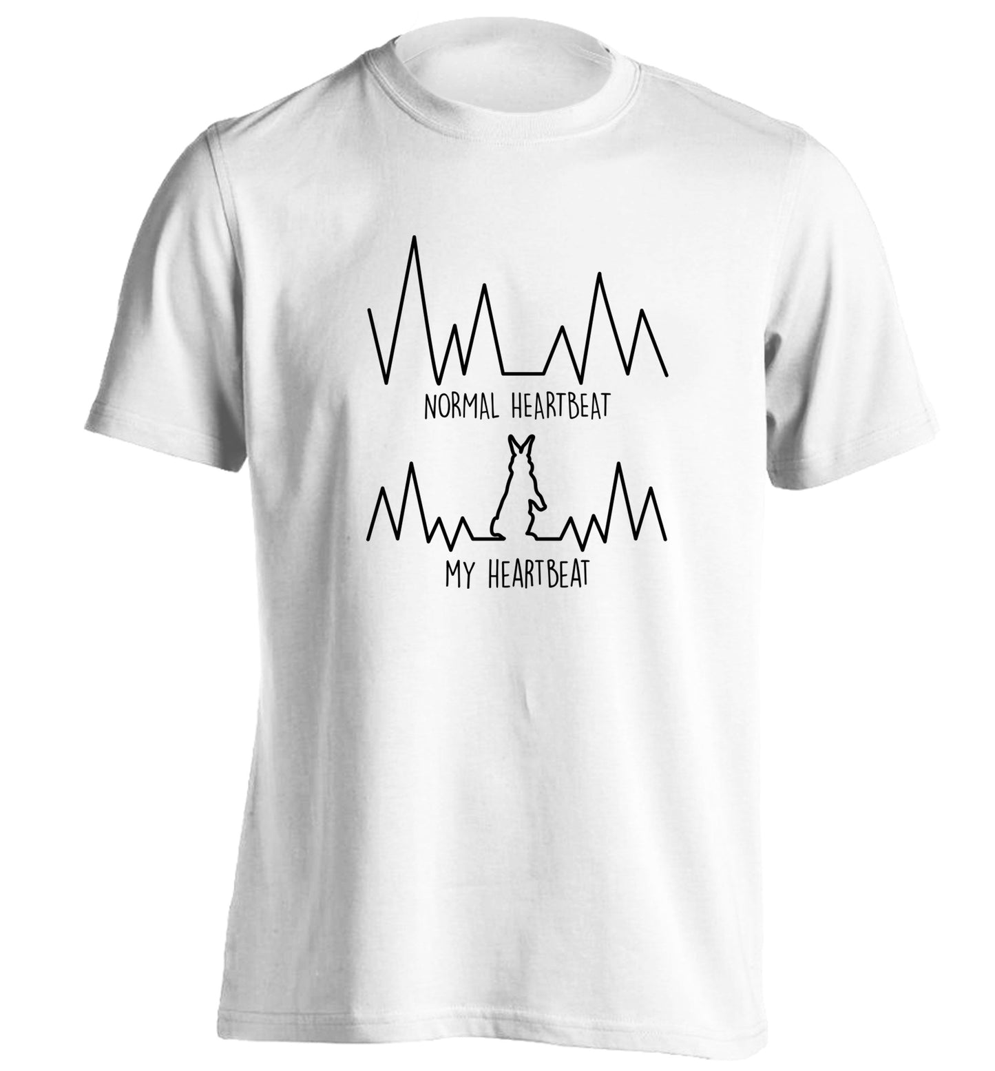 Normal heartbeat, my heartbeat rabbit lover adults unisex white Tshirt 2XL