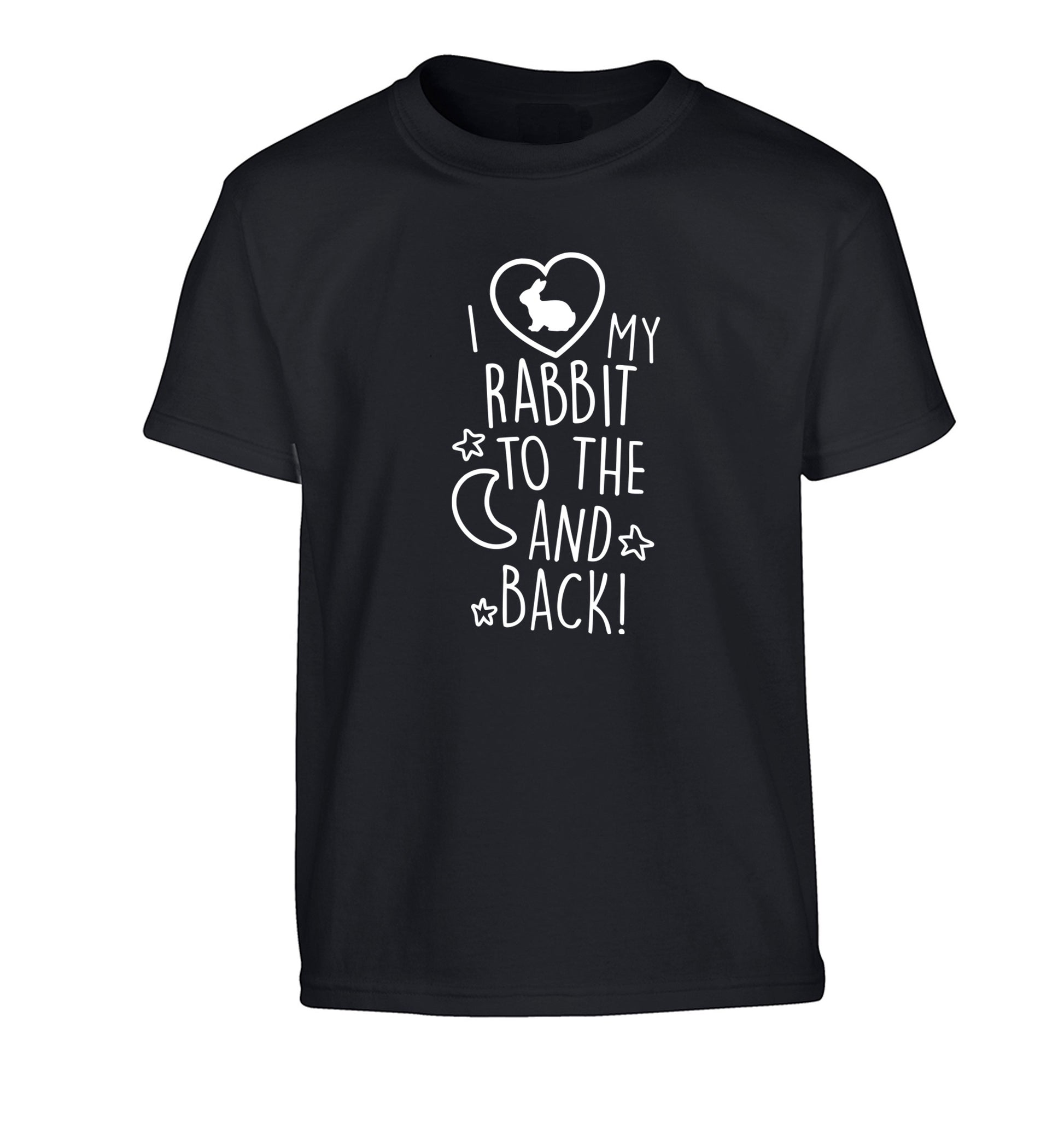 I love my rabbit to the moon and back Children's black Tshirt 12-14 Years
